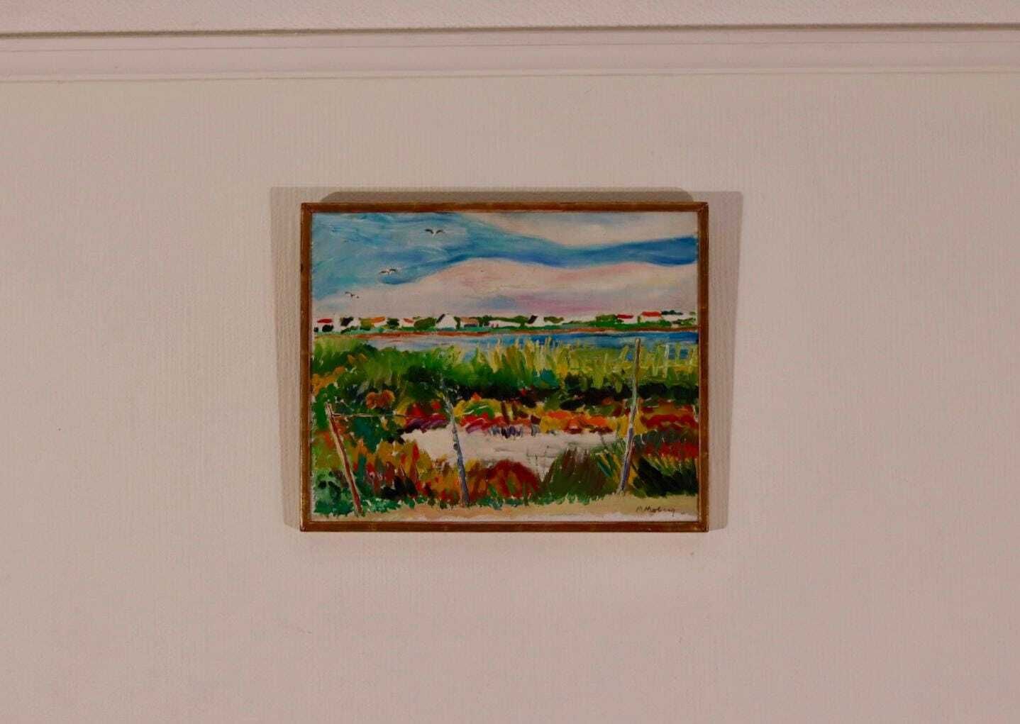 Art Original Swedish Oil On Canvas – “Camargue” By Maurice Moberg – Vintage & Framed – 33 × 41 Cm (13.0" × 16.1") photo