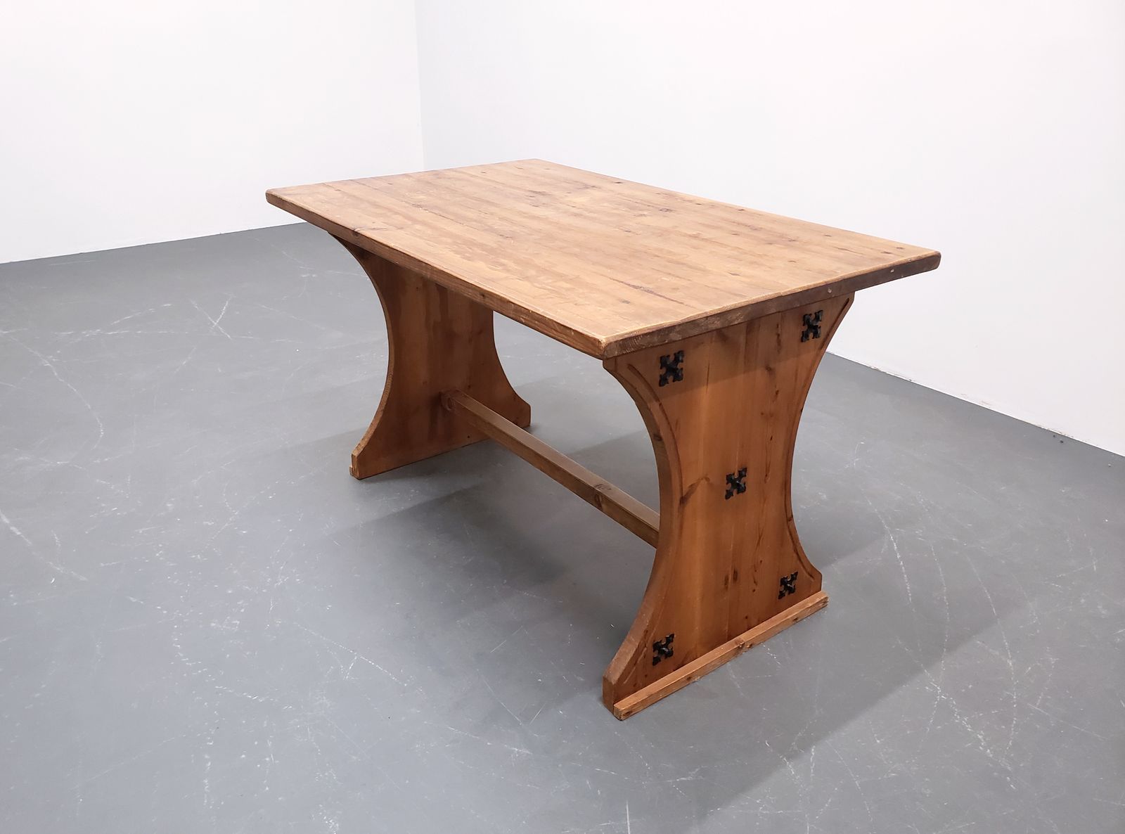 Swedish Brutalist Dining Set In Solid Pine – Table And Four Chairs, 1950s photo furniture