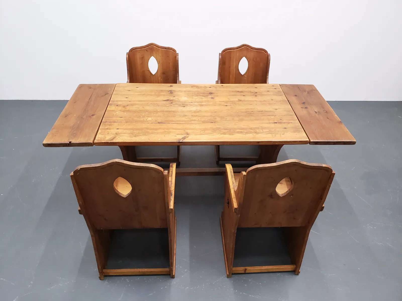 Swedish Brutalist Dining Set In Solid Pine – Table And Four Chairs, 1950s photo for sale