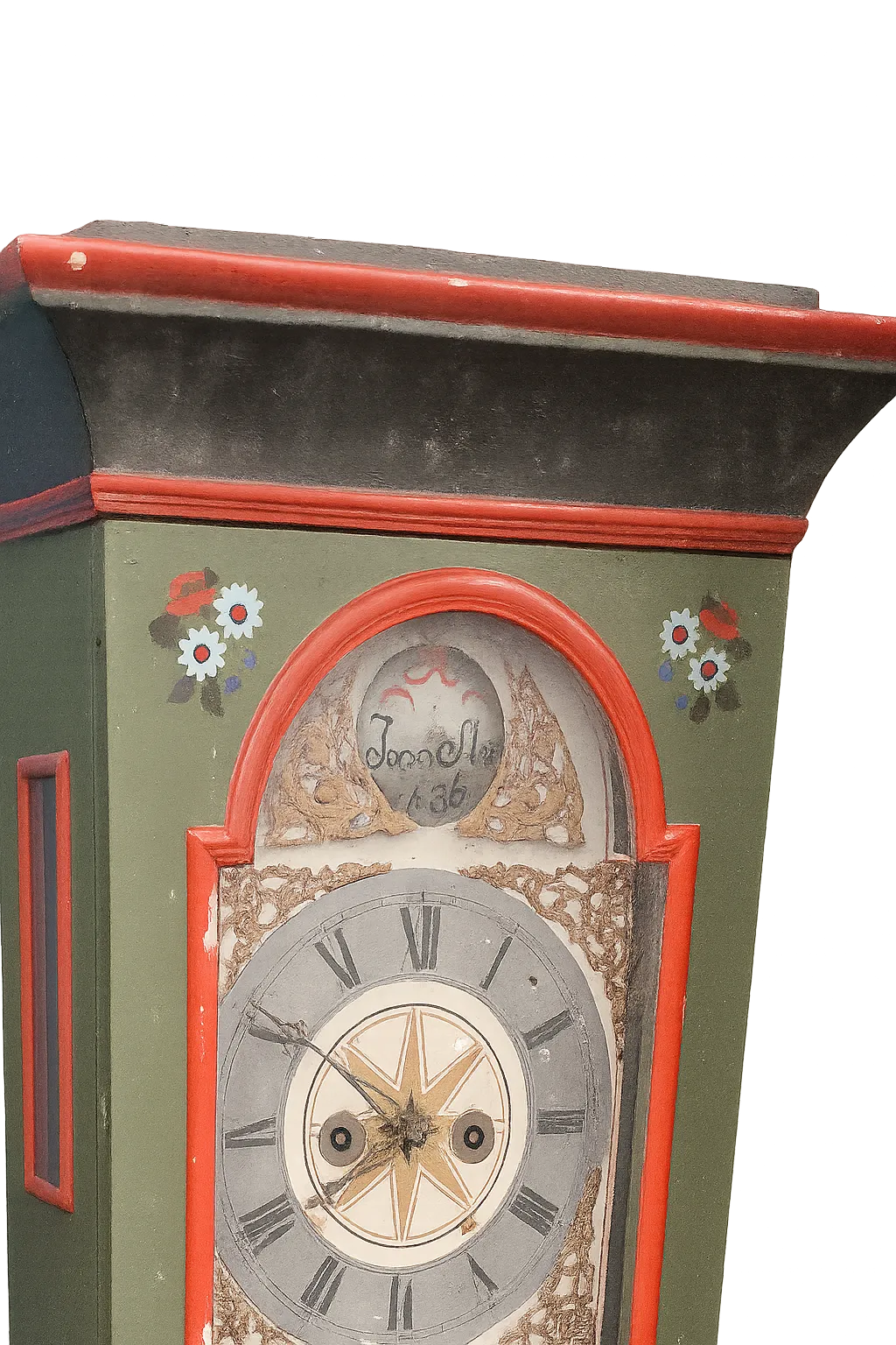 19th Century Scandinavian Folk Art Painted Mora Longcase Clock (1845) photo furniture
