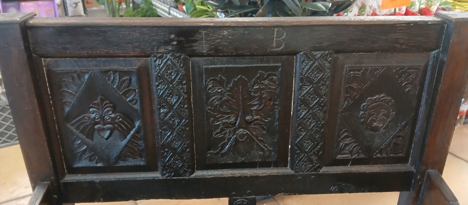 photo furniture 18th Century Pine Hand Carved Hall Bench Poss Reconstructed  Queen Anne Coffer