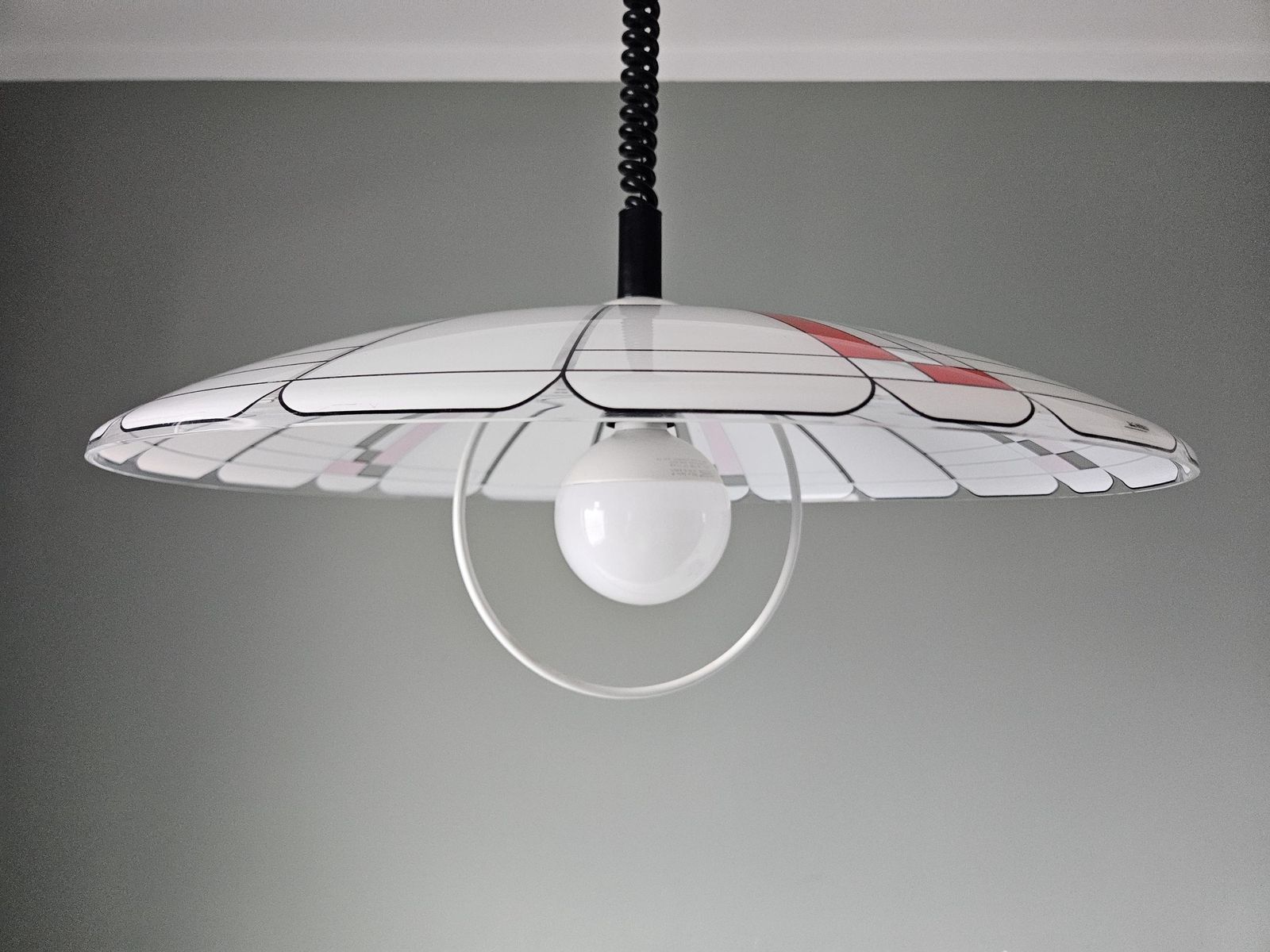Lighting Vintage Pendant Lamp – Red & Black Geometric Design photo