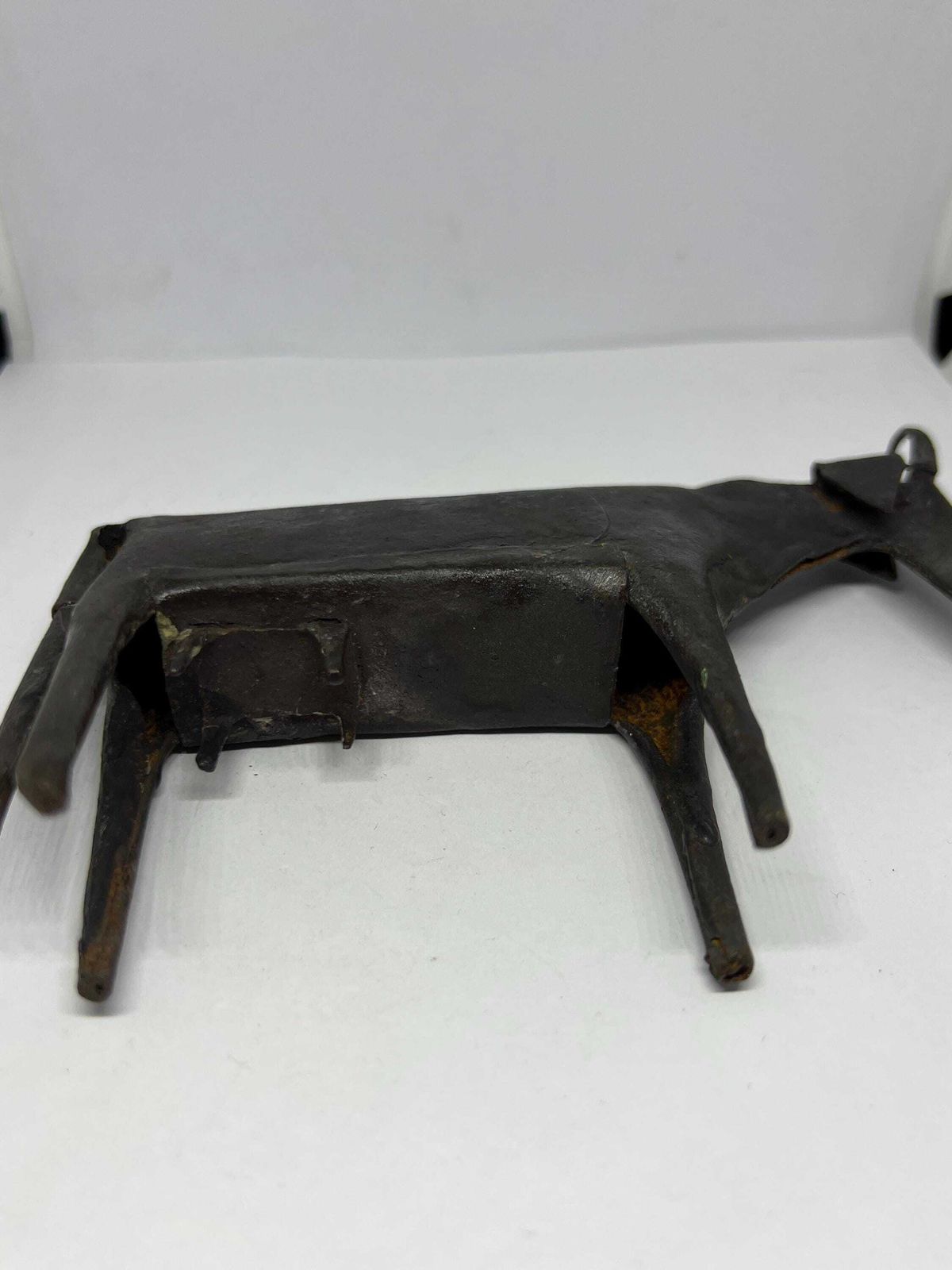 Brutalist Metal Cow Sculpture. Hand Forged Minimalist Bovine Figure. Iron Abstract Folk Art Figurine. Quirky Horned Metal Heifer. Mcm Decor. photo Art