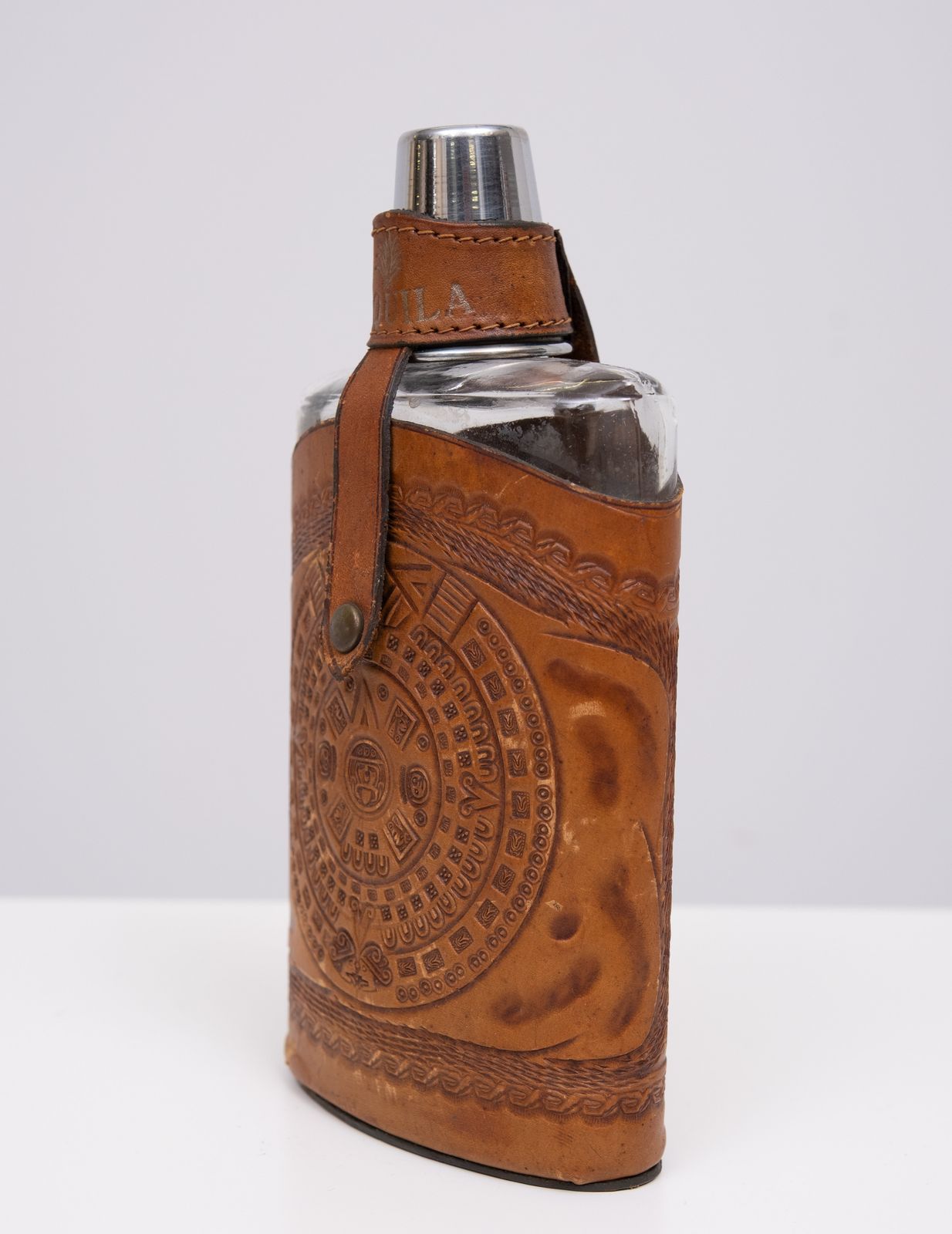 Angel Pazmino Tequila Hip Flask Ecuador Jaren 1960 photo vinterior
