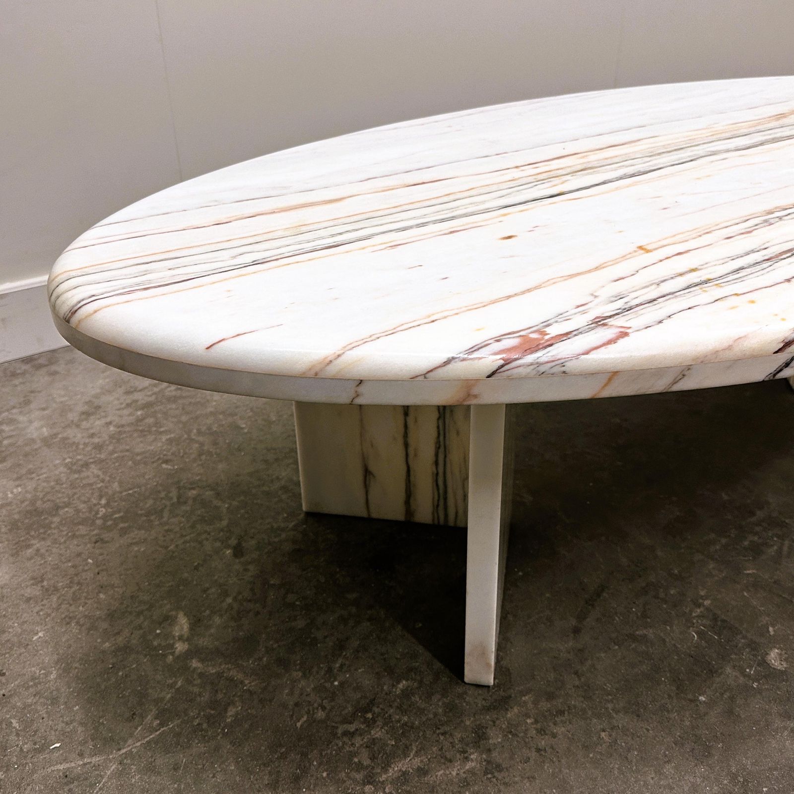 photo buy Stunning Oval Breccia Sarda Striato Marble Coffee Table, Italy 1980s.