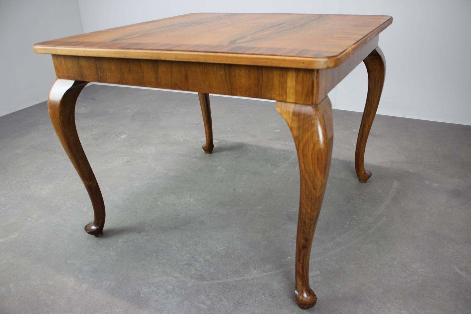 1930s European Art Deco Walnut Veneer Square Coffee Side Table With Restored Oil photo Furniture