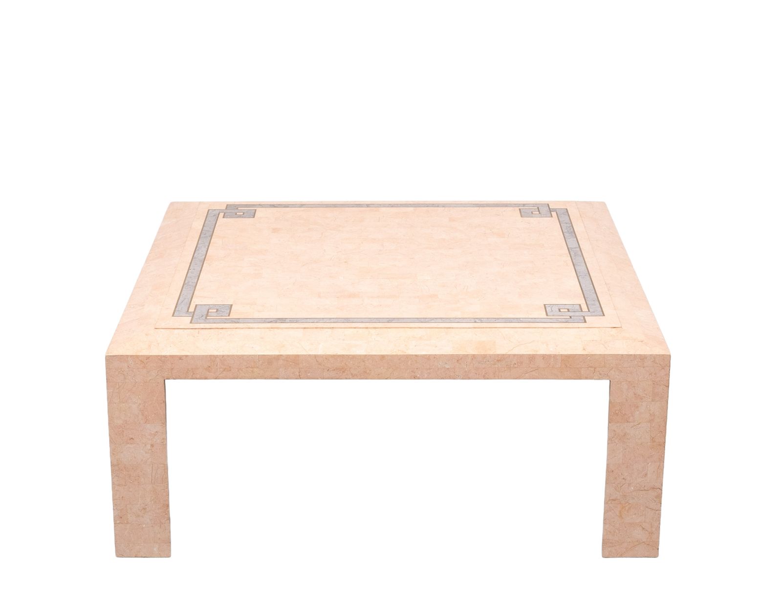 Robert Marcius Pink Tessellated Marble And Brass Inlay Coffee Table 1970s photo furniture