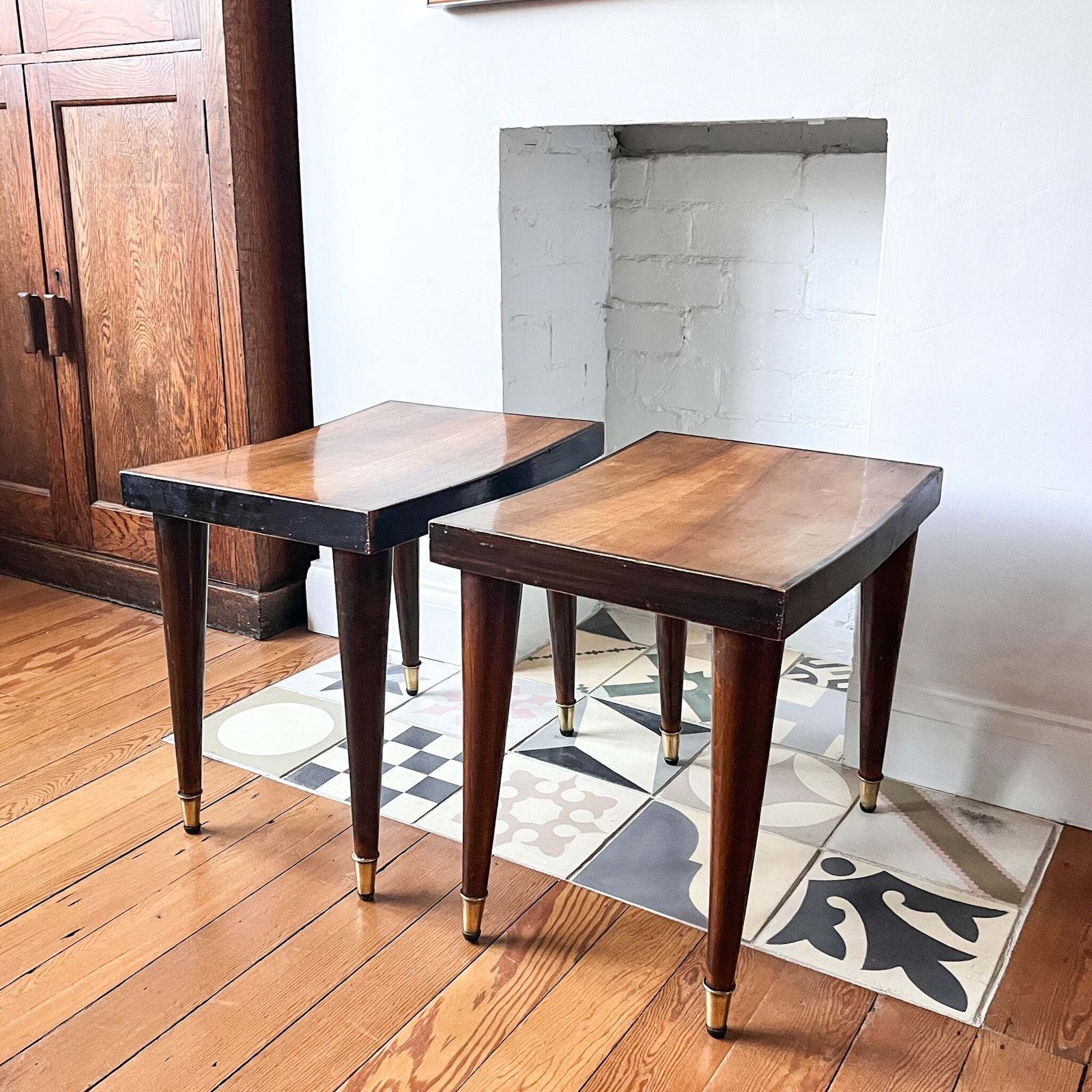 Pair Of Italian Mid Century Side Tables / Stools photo for sale