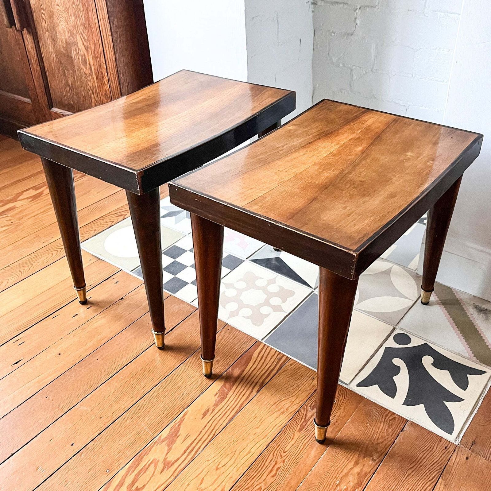 Pair Of Italian Mid Century Side Tables / Stools photo 465.0