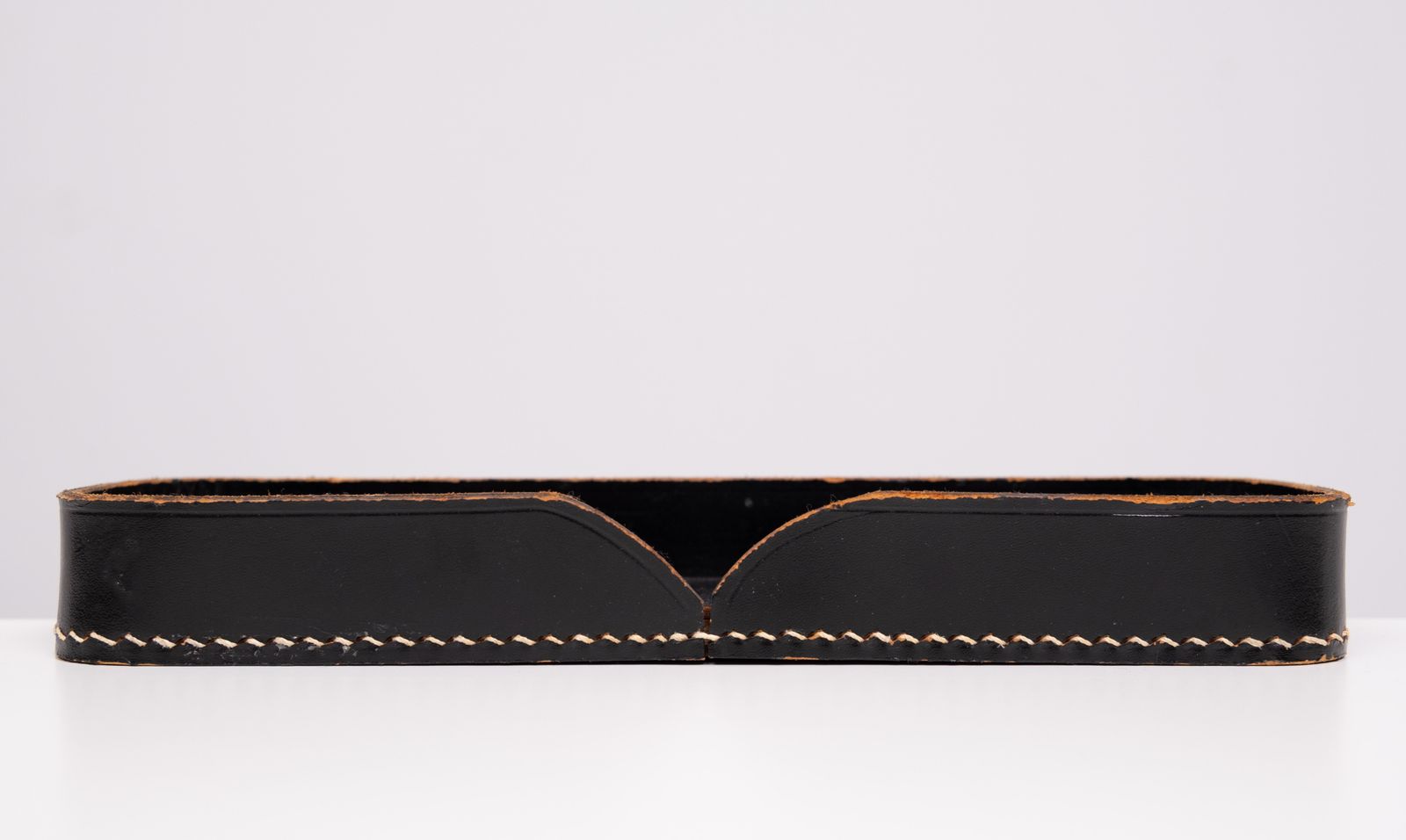 Large Exclusive Stich Leather Desk Set 1960s France photo vinterior