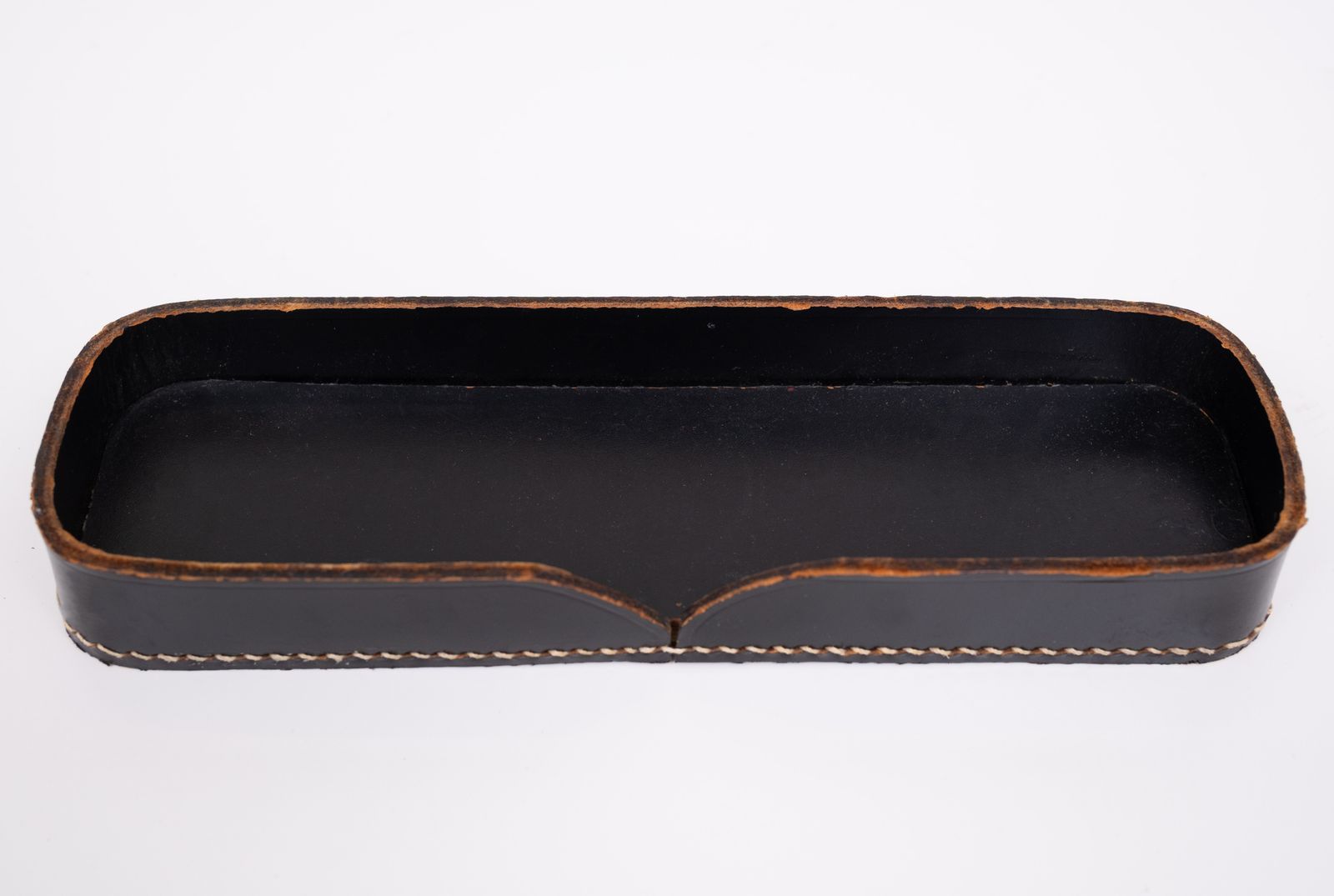 Groot Exclusief Bureauaccessoireset In Gestikt Leer – Jaren 1960, Frankrijk photo vintage
