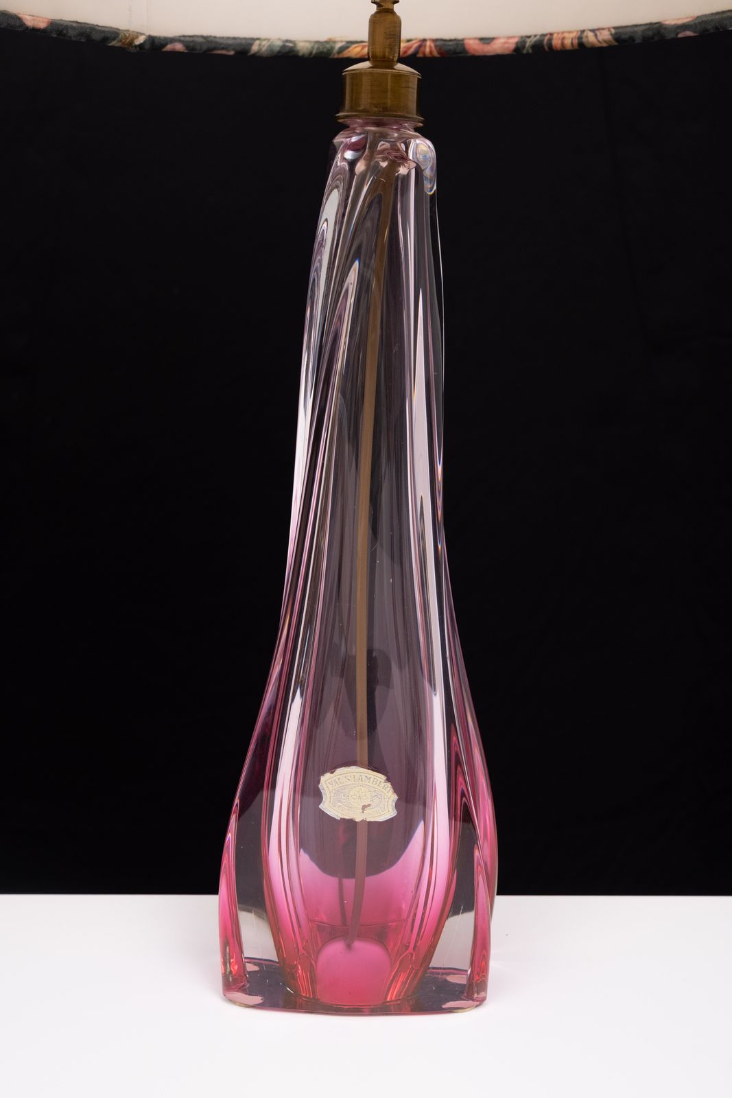 photo vinterior Val Saint Lambert Crystal Glass Table Lamp 1960s Belgium