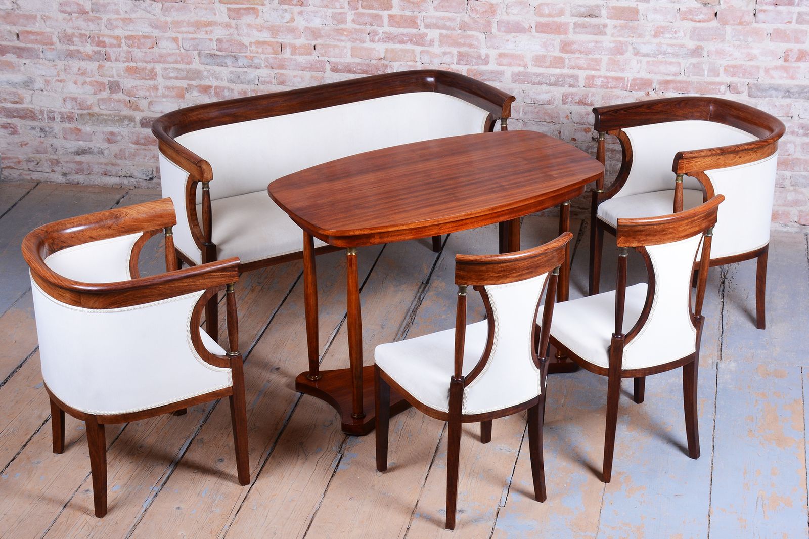 photo for sale Restored Art Deco Seating Set, Palisander, Reupholstered, France. 1920s