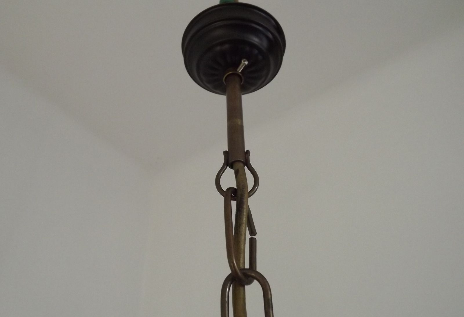 French Mid Century Bronze Effect And Black Metal Double Billiard Light With Cream Glass Shades photo vintage