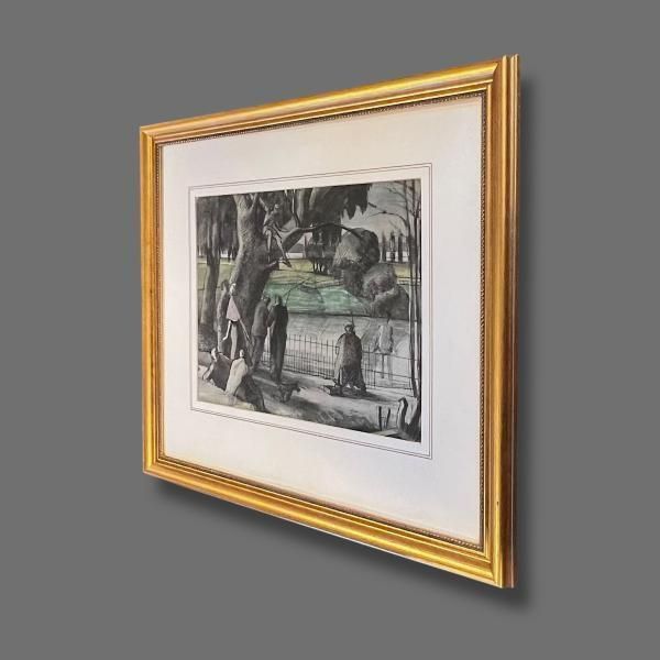 A.D.H Cary Watercolour Fishing In The Park Signed By The Artist photo Art