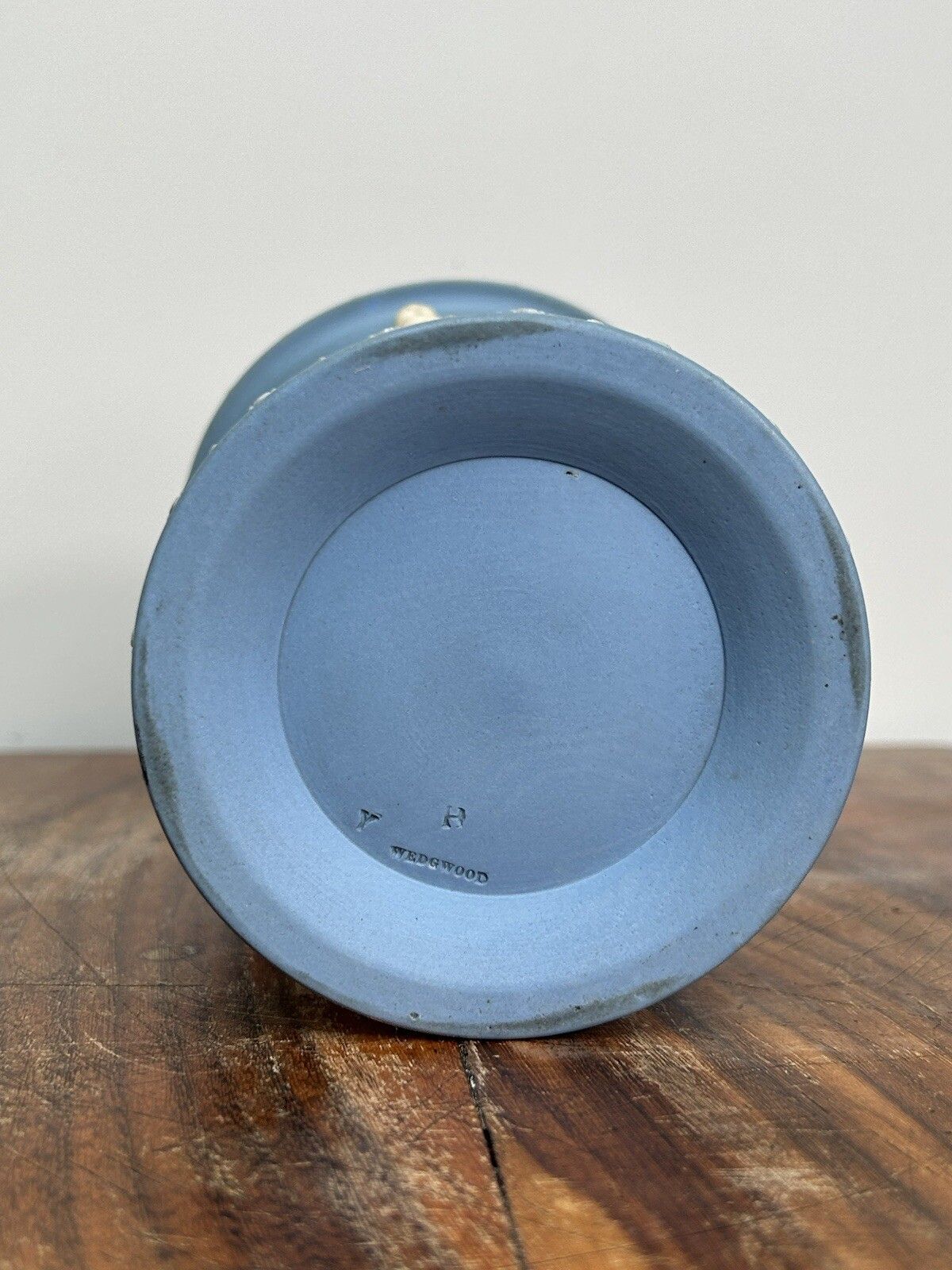 photo vintage Wedgwood Light Blue Jasperware Monopodia Vases Pair Lion Head Cameos