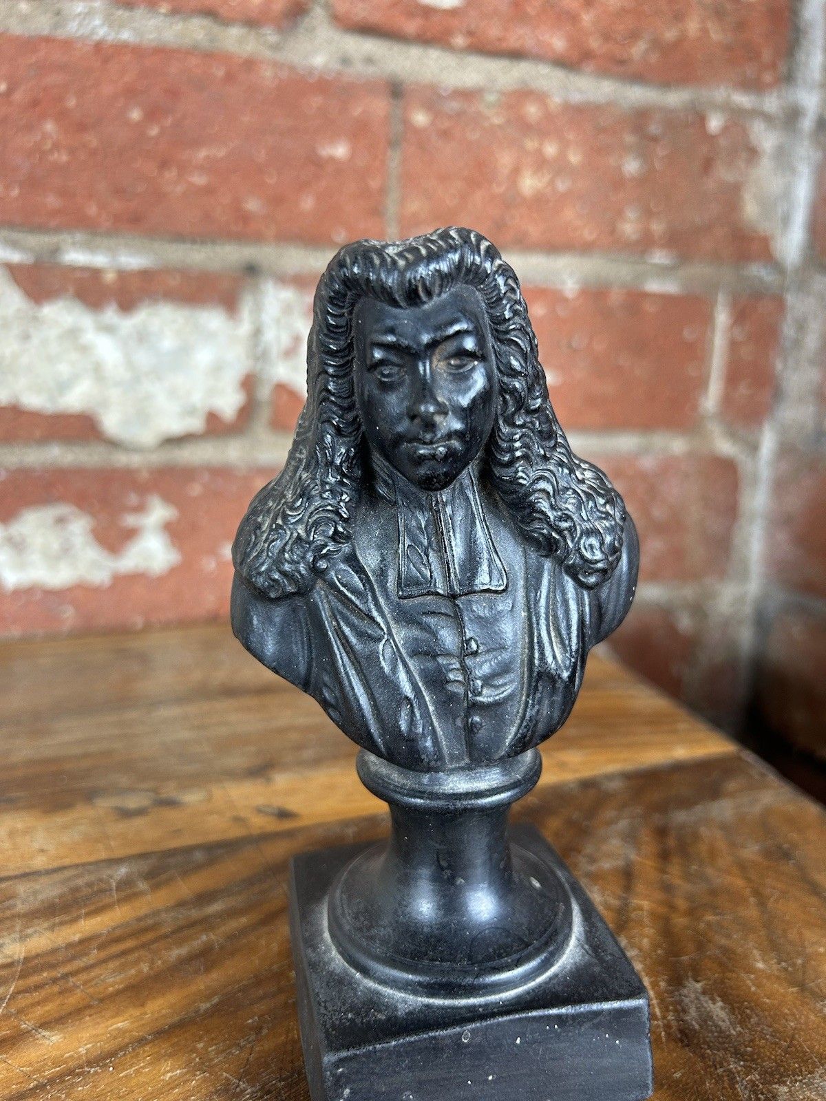 19th C French Black Basalt Bust Figurine – Rare Antique Sculpture 15cm photo vinterior