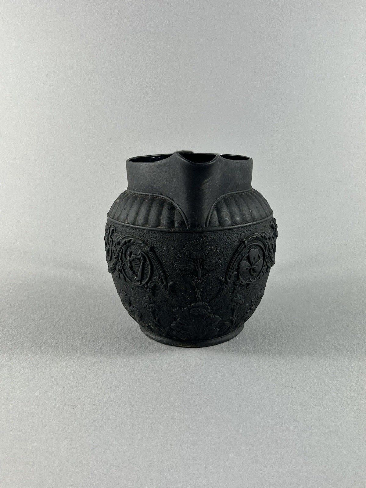 Antique Wedgwood Black Basalt Miniature Creamer Jug Four Nations 19thc Rare photo for sale