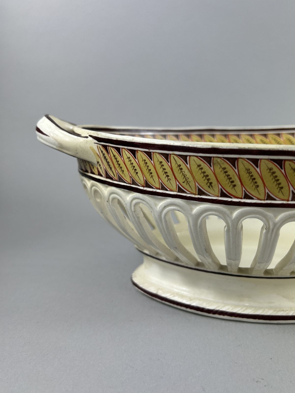 Antique Spode Creamware Reticulated Two Handle Centerpiece Bowl photo Home Decor
