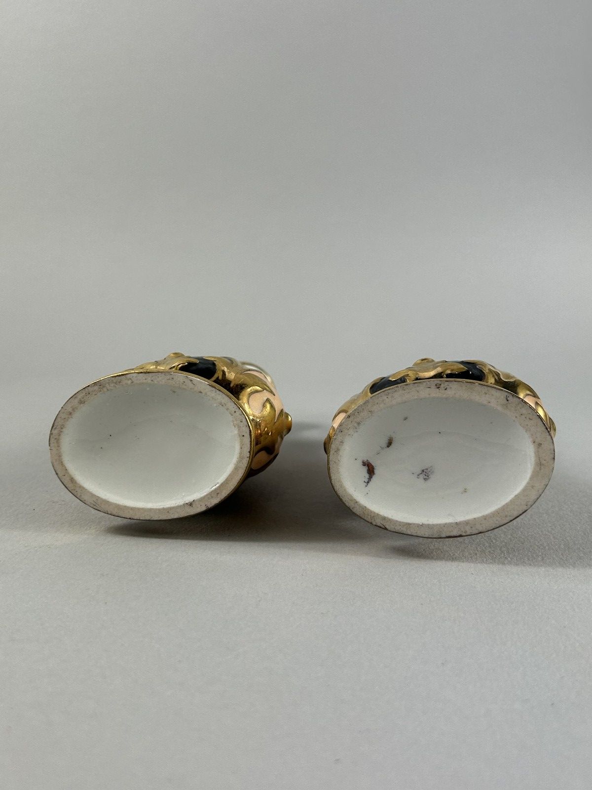 photo for sale Antique Hand Painted Floral Porcelain Bud Vases Pair 14cm