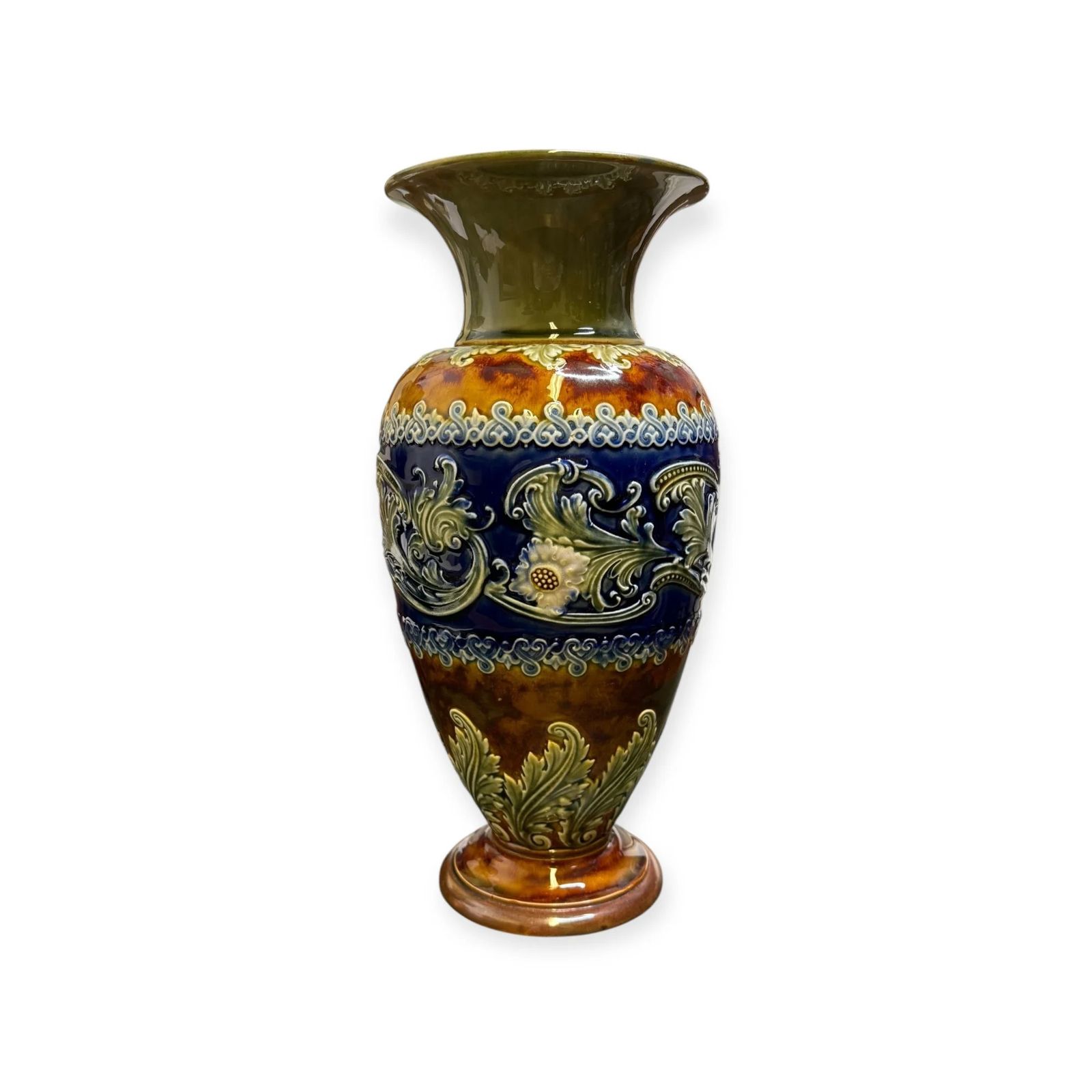Royal Doulton Lambeth Revival Vases (Pair) Decorated By Elizabeth Pepper 2001 photo vinterior