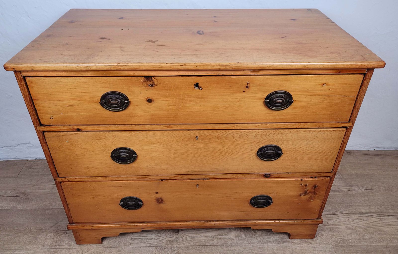 photo for sale Victorian Chest Of Drawers Pine 3 Drawer Drop Handles 19th C Delivery Available