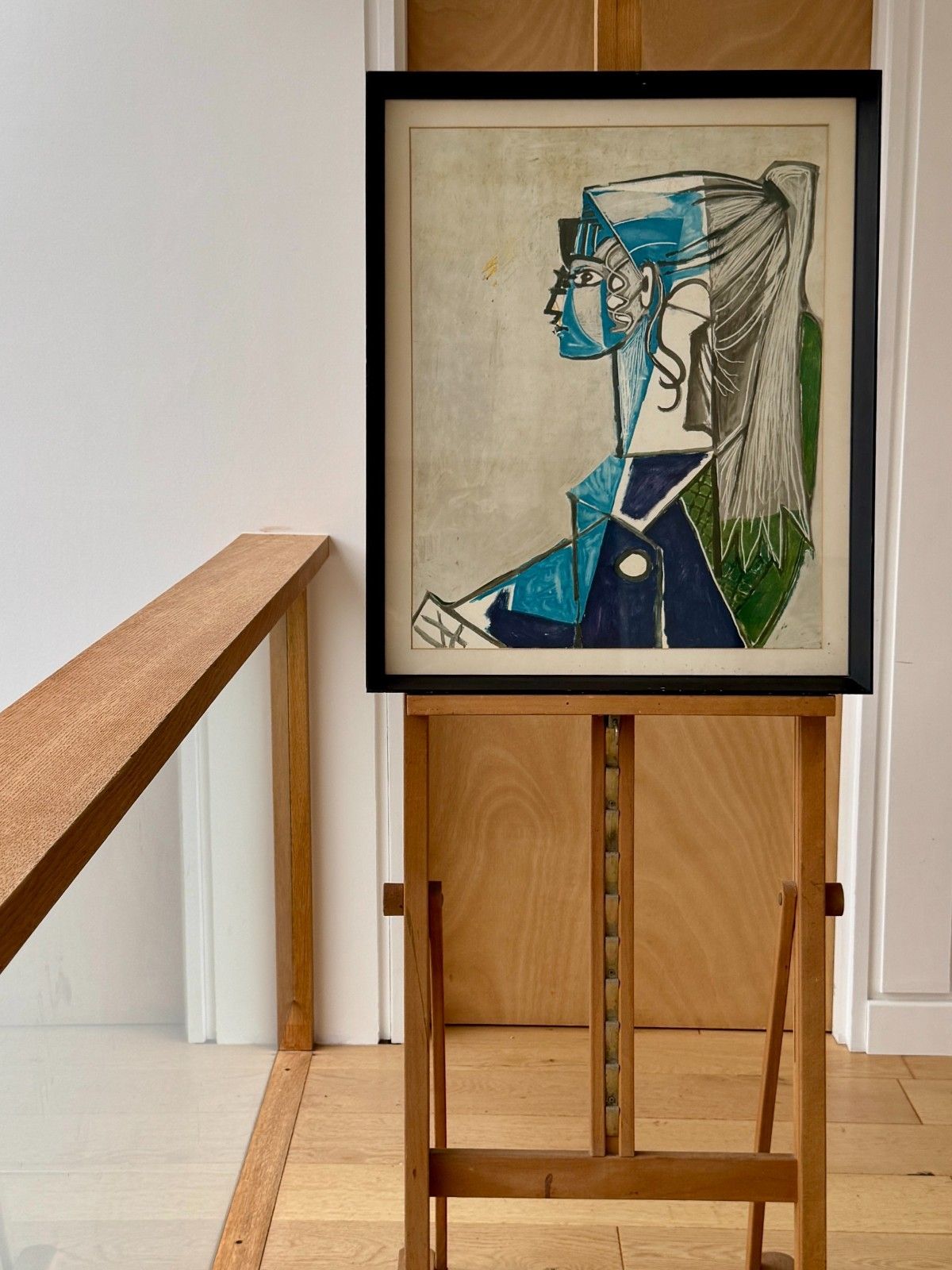 Vintage Framed Print Portrait Of Sylvette David In Green Chair By Pablo Picasso photo furniture