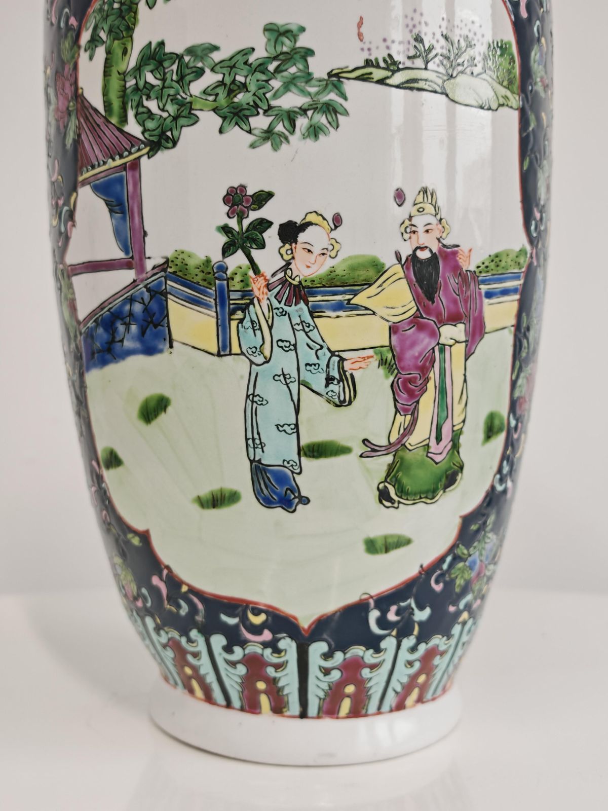 Pair Of Vintage Cermaic Famille Rose Vases, China 1930s photo 1500.0