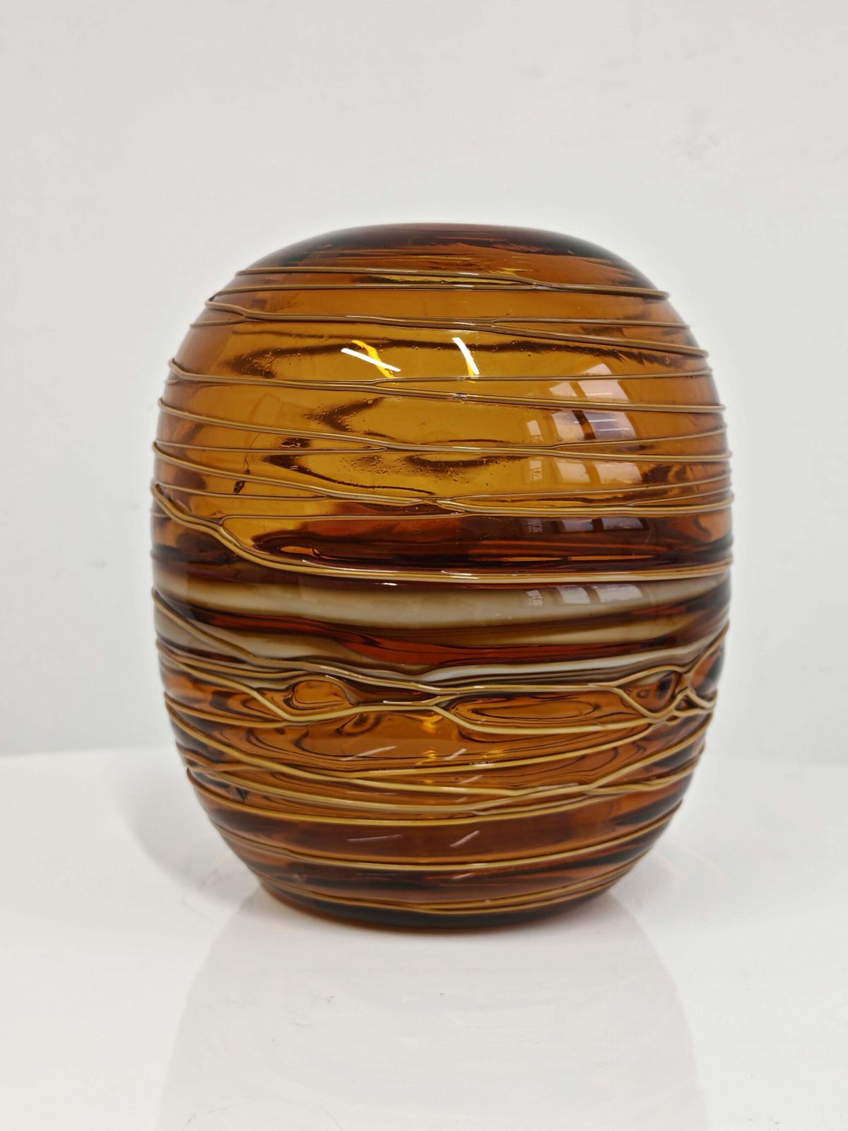 Mid Century Murano Glass Vase In Amber Glass By Fulvio Bianconi For Venini photo 895.0