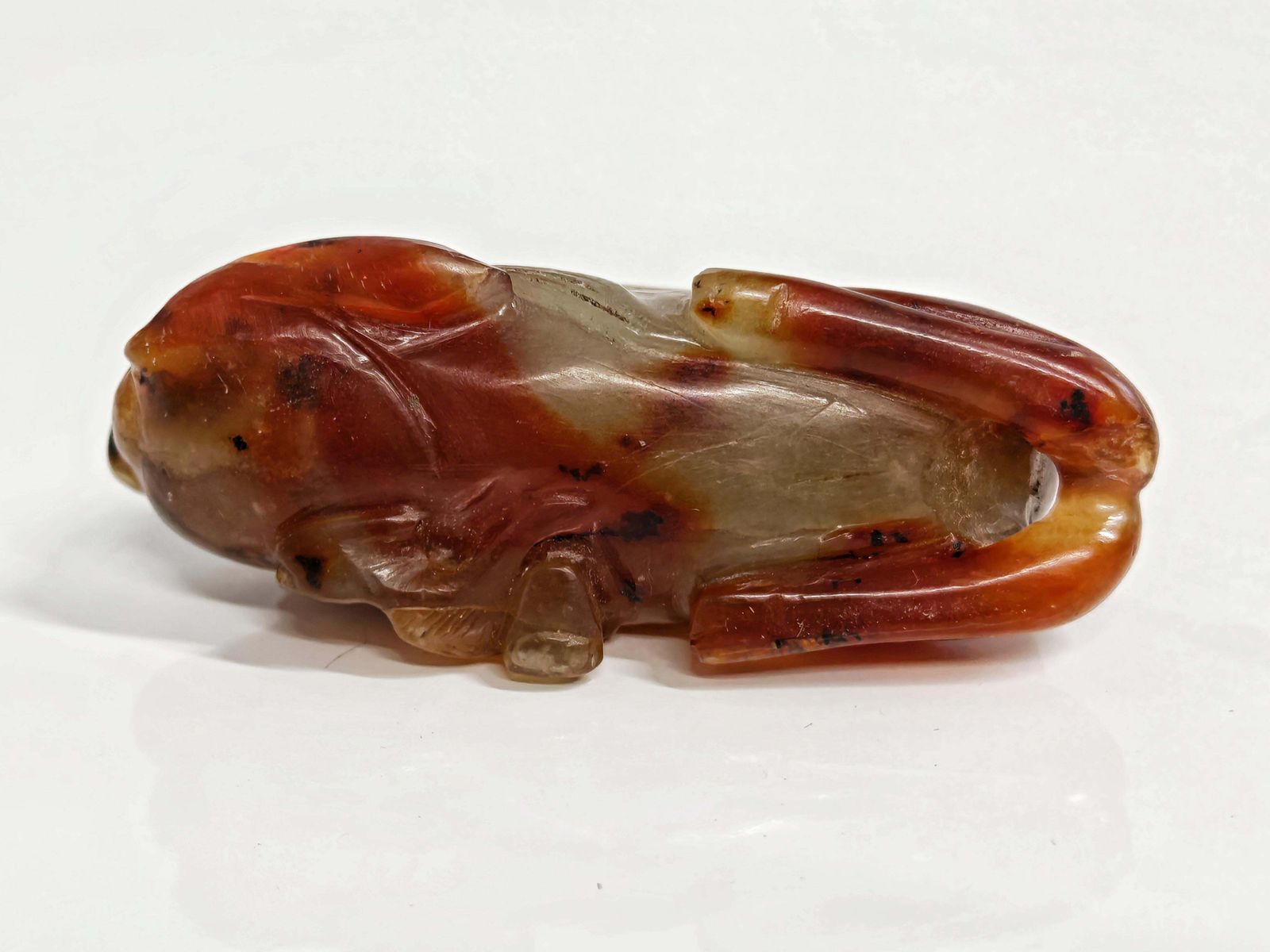 Antique Hand Carved Deer Figurine In Agate Stone, China 19th Century photo Art