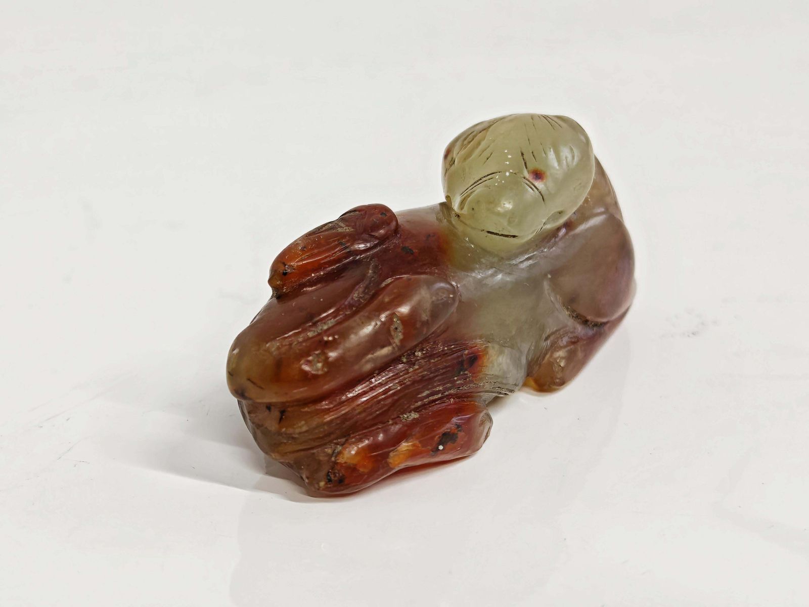Antique Hand Carved Deer Figurine In Agate Stone, China 19th Century photo buy
