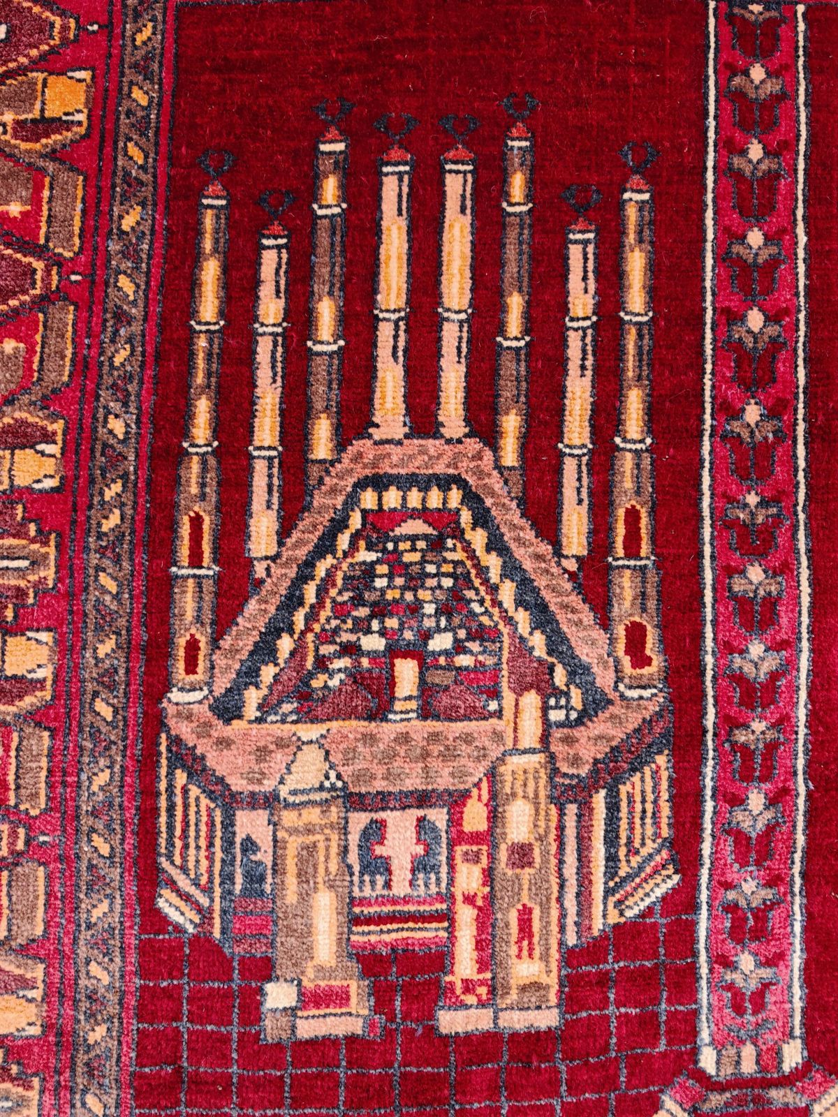 Vintage Aghan Baluch Prayer Rug With Islamic Motifs, Hand Knotted In Afghanistan photo vintage