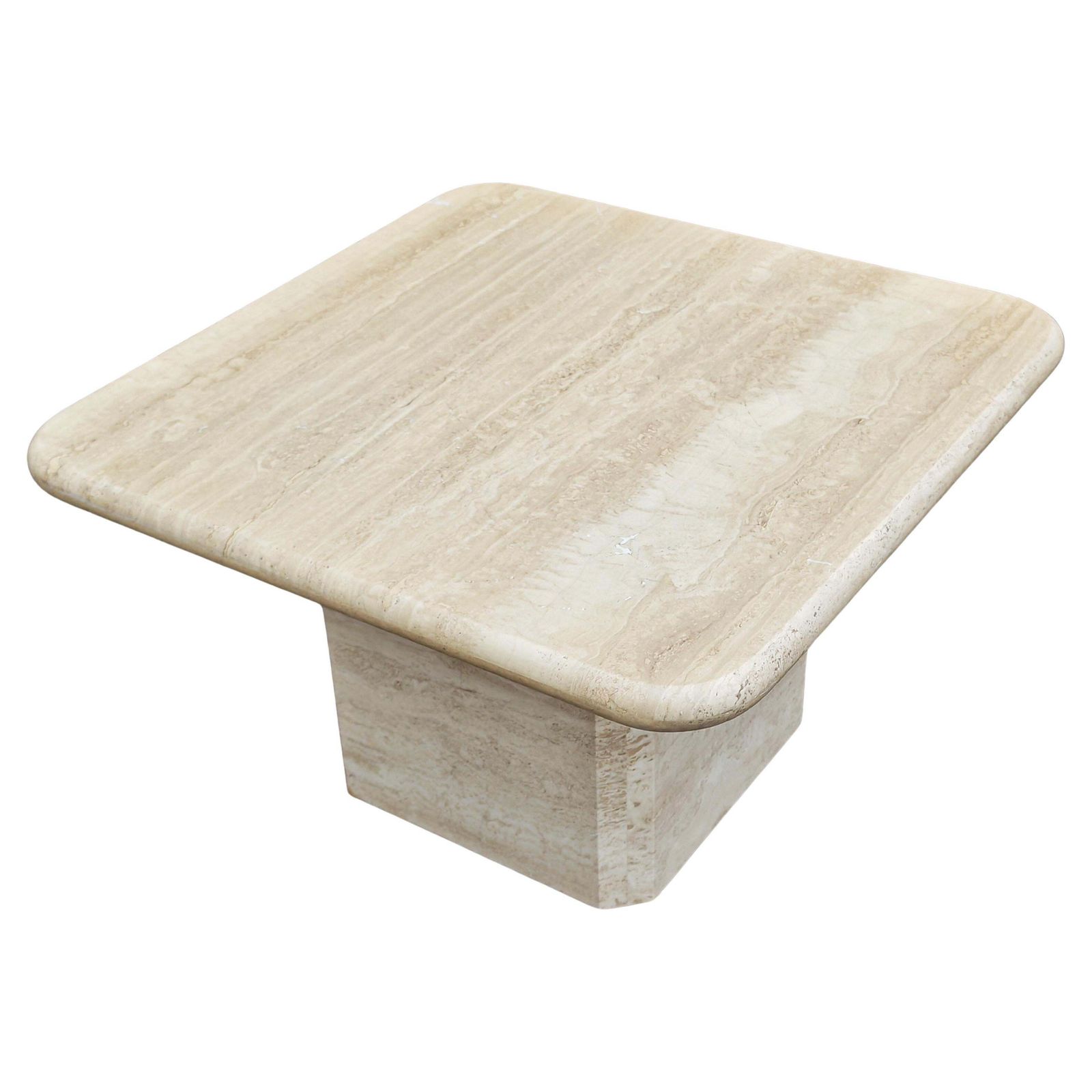Mid Century Modern Square Shaped Coffee Table In Travertine, Italy 1970s