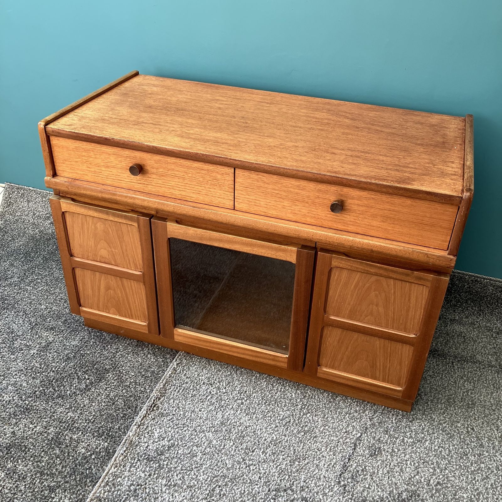 A Mid Century Teak Nathan Squares Drinks Cabinet Made By Parker Knoll photo for sale