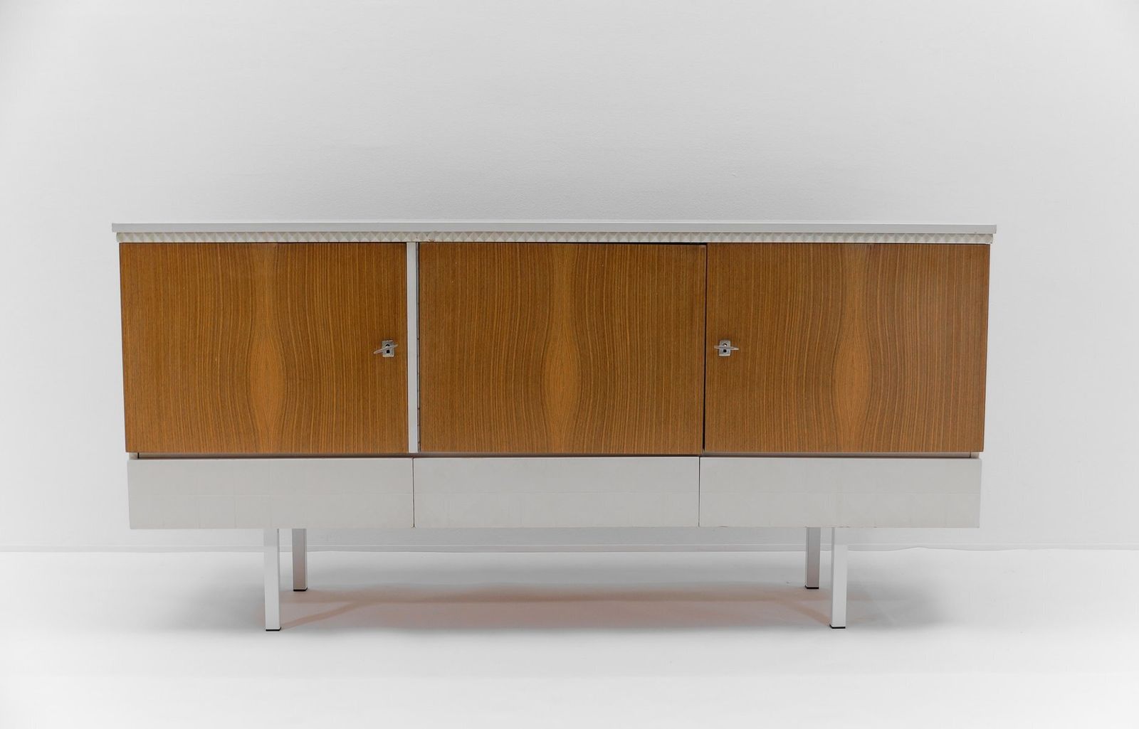 Mid Century Modern Brown & White Sideboard, 1960s