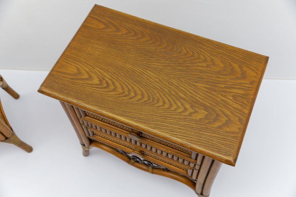photo for sale Italian Rattan And Wrought Iron Commode, 1970s, Set Of 2