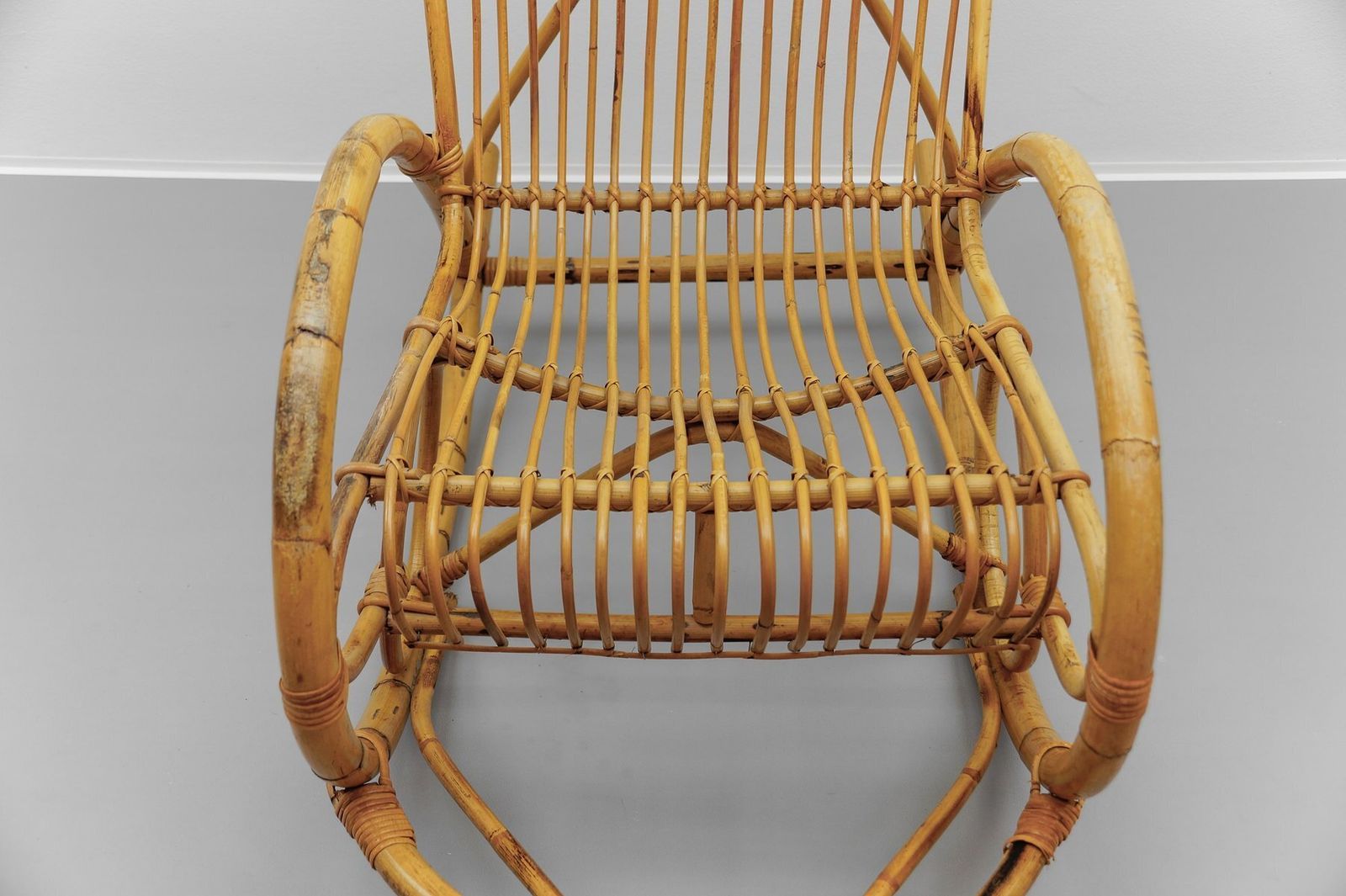Mid Century Modern Rattan And Bamboo Rocking Chair, 1960s photo 481.0