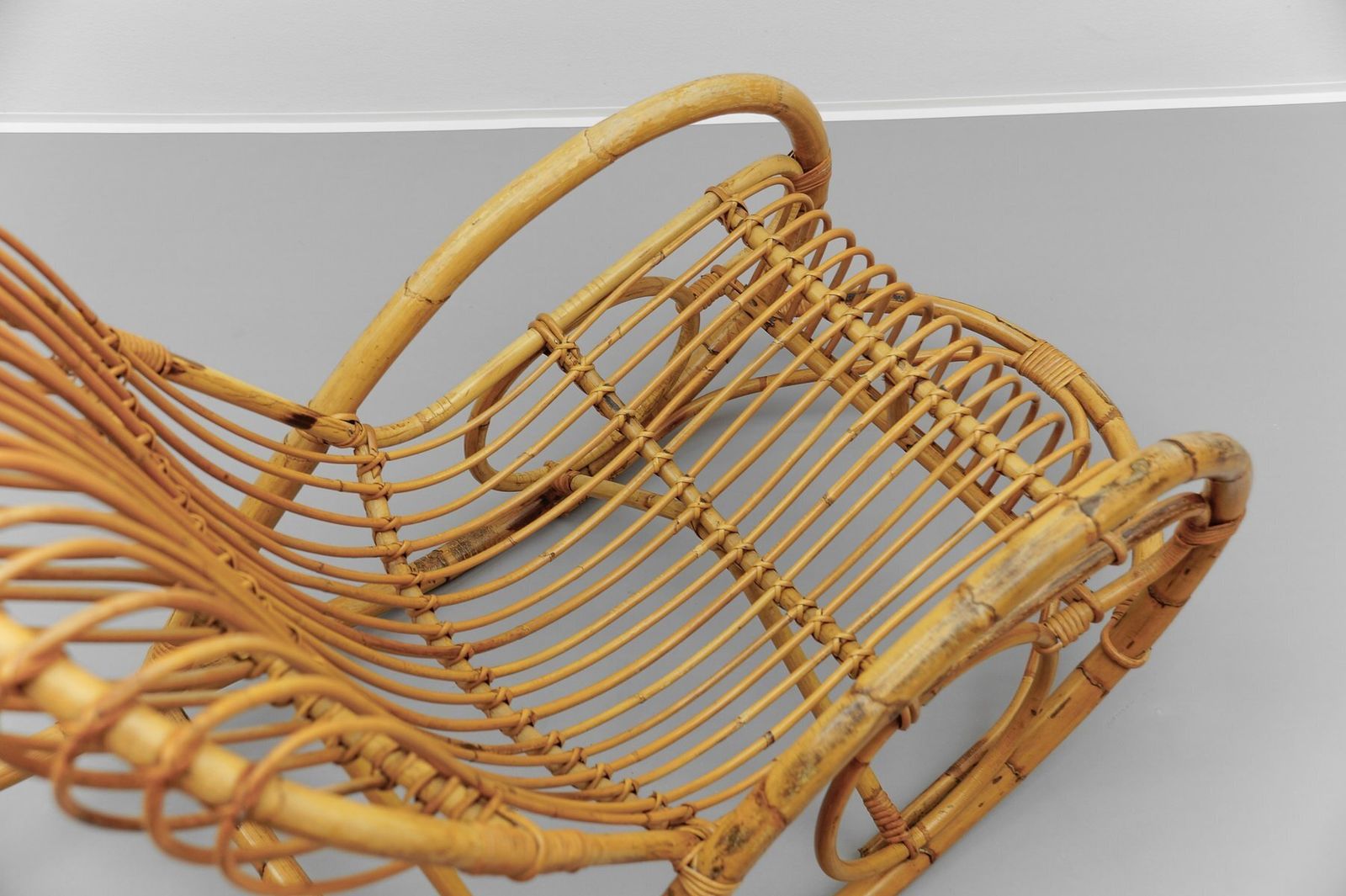 Mid Century Modern Rattan And Bamboo Rocking Chair, 1960s photo 481.0