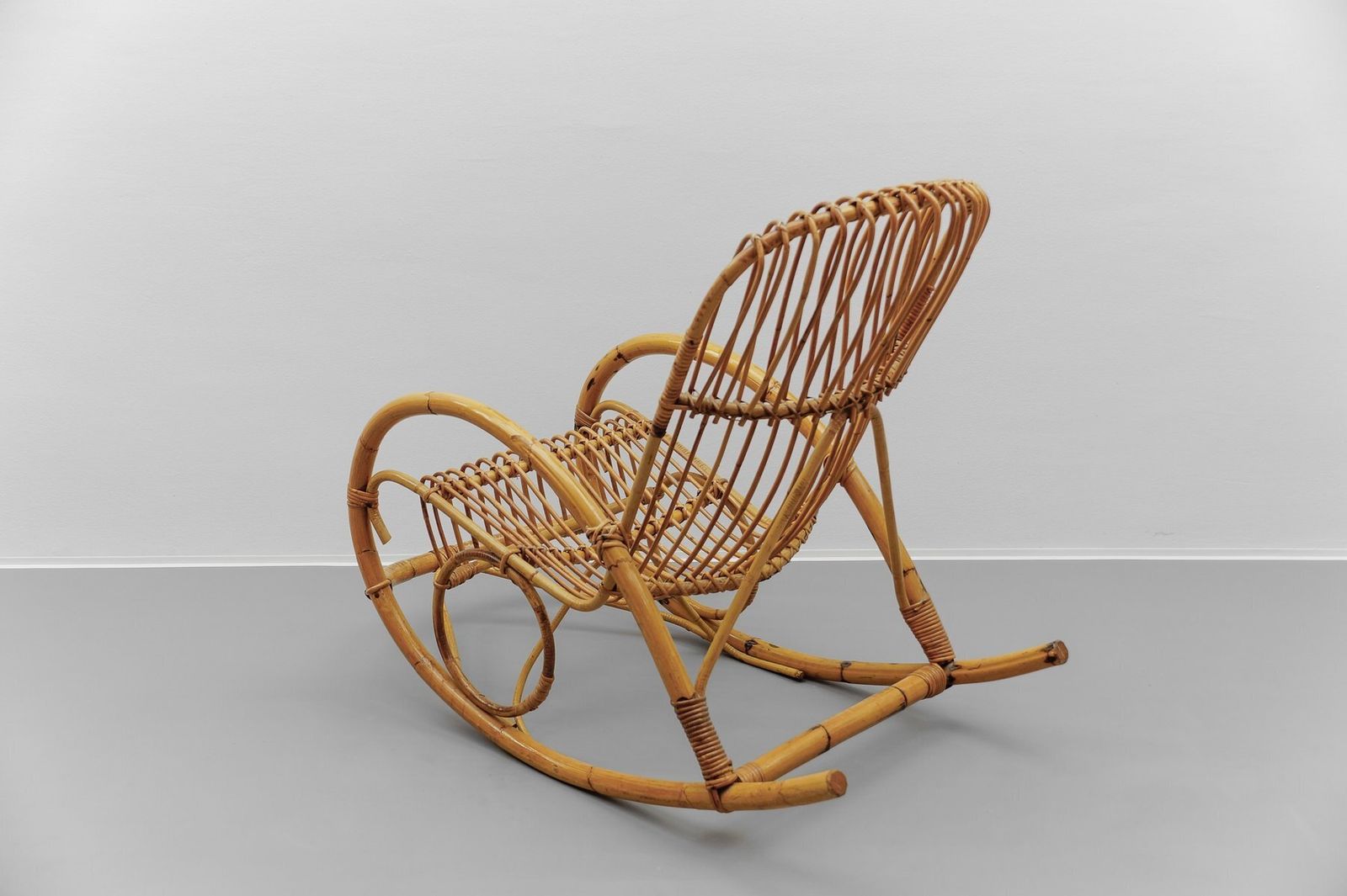 Mid Century Modern Rattan And Bamboo Rocking Chair, 1960s photo 481.0