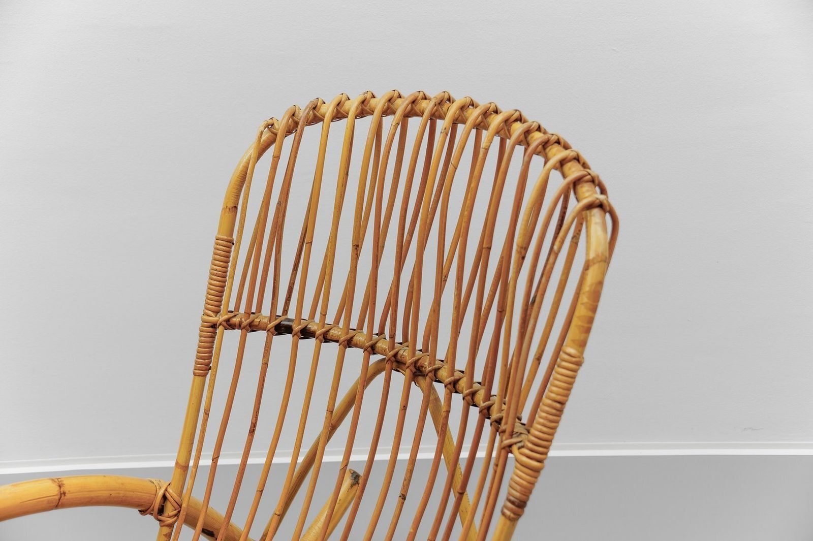 Mid Century Modern Rattan And Bamboo Rocking Chair, 1960s photo vinterior