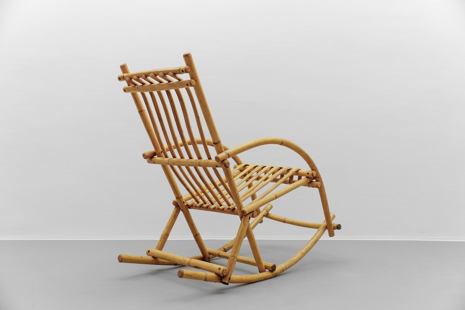 Mid Century Modern Rattan And Bamboo Rocking Chair, 1960s photo Furniture