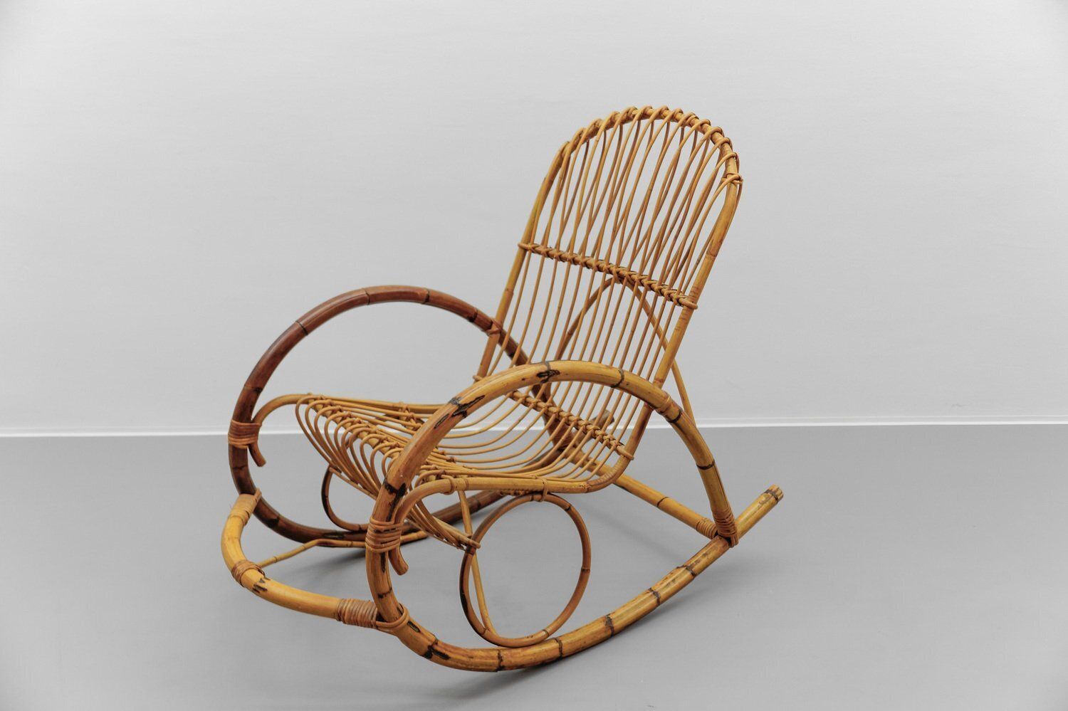 Mid Century Modern Rattan And Bamboo Rocking Chair, 1960s photo 481.0