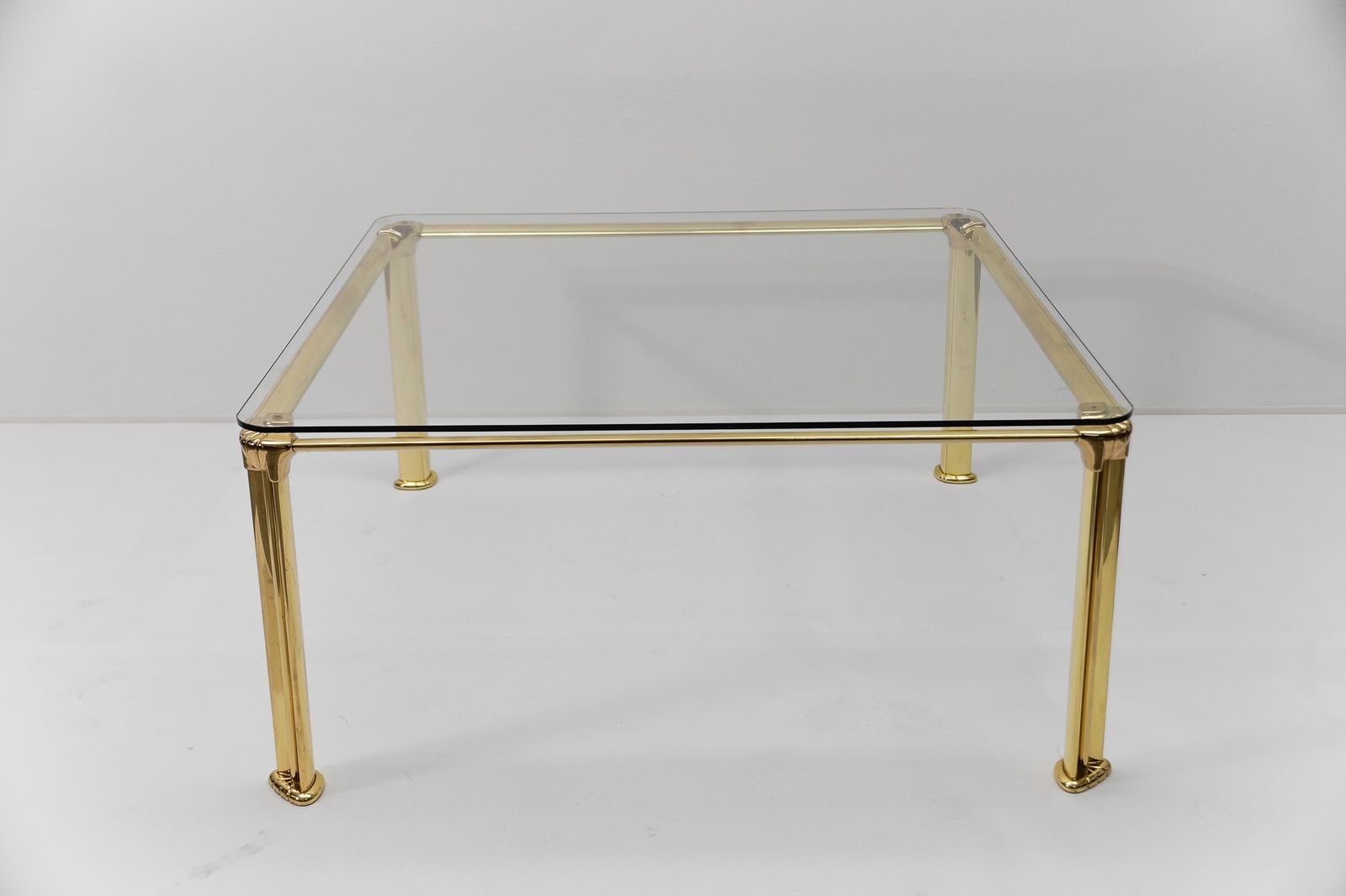 Hollywood Regency Golden Brass And Glass Coffee Table, 1970s