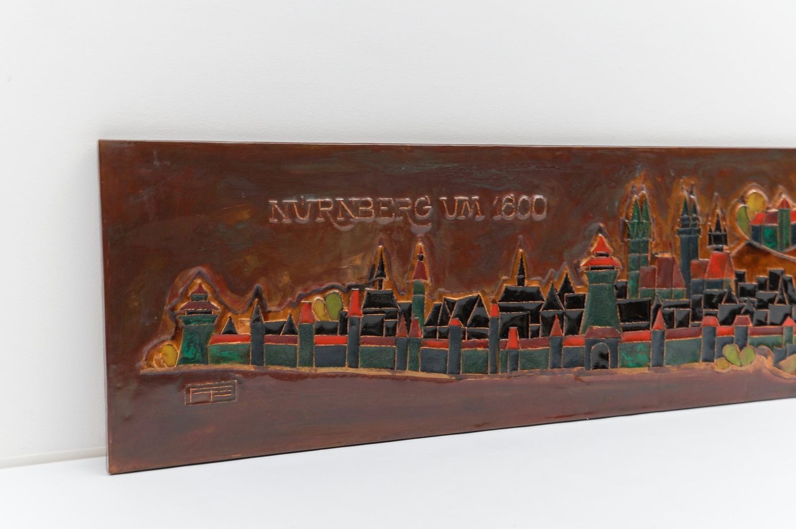 Large Artist 3d Copper Wall Art Nürnberg By Artist Fritz Flory For Graphik Baiersdorf, Germany, 1960s photo buy