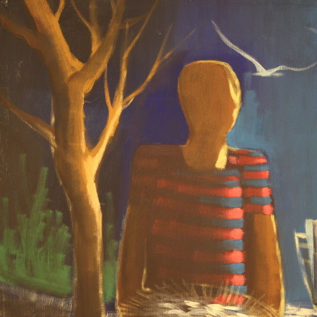 Italian Painting Signed Figures In The Night photo 800.0