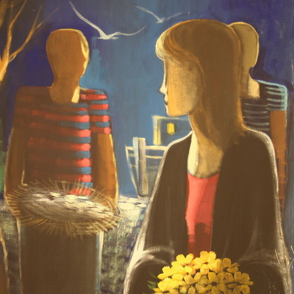 Italian Painting Signed Figures In The Night photo buy