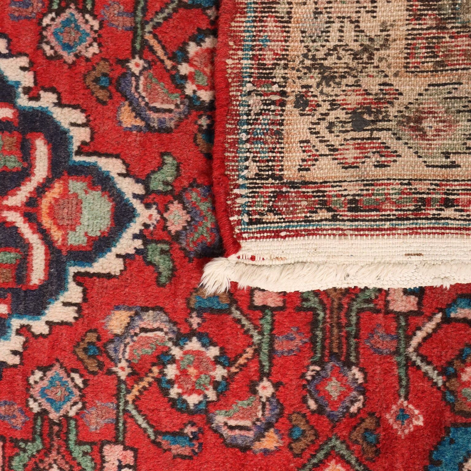 Antique Asian Carpet Cotton Wool Heavy Knot 116 X 41 In photo vintage