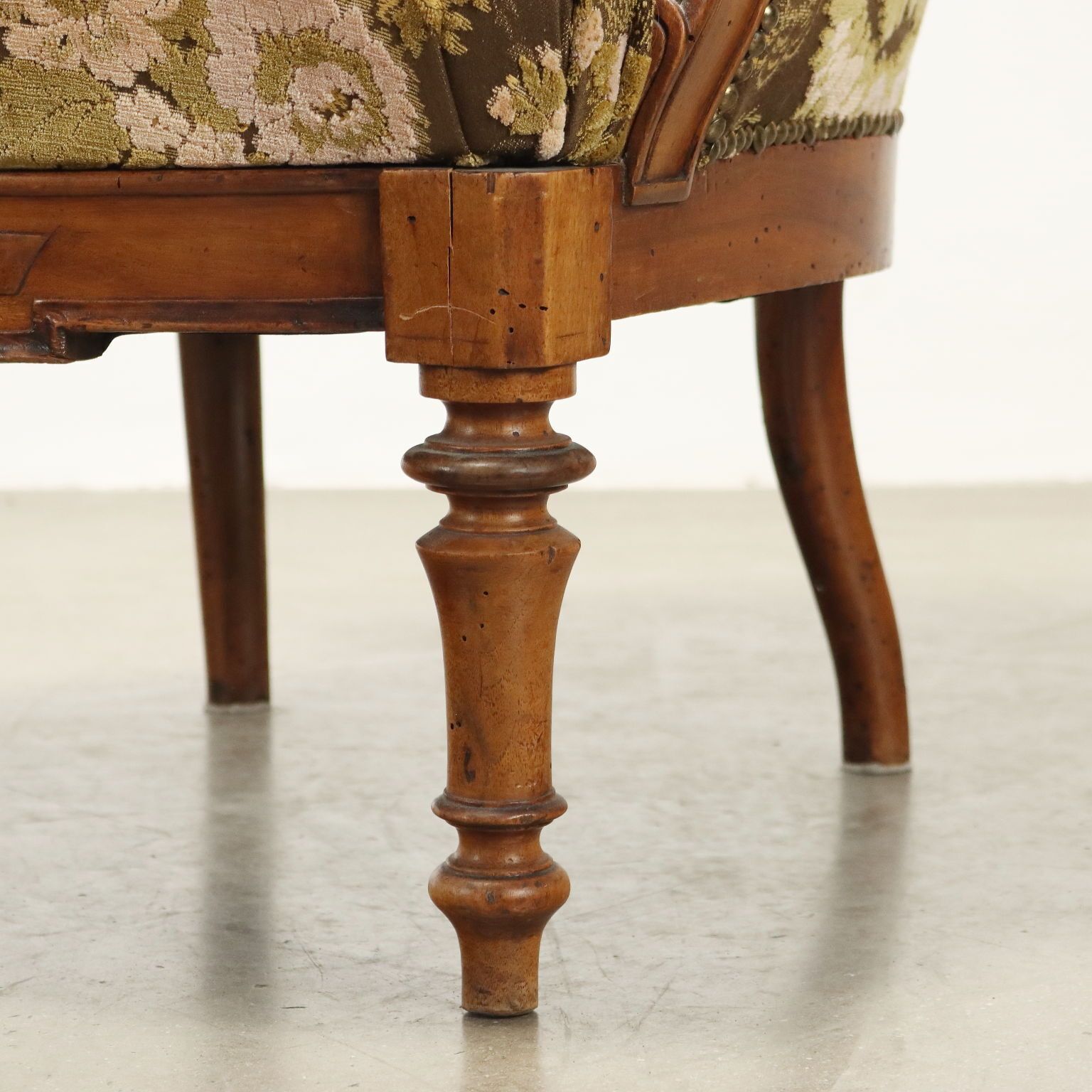 Antique Armchair Umbertino Walnut Fabric Italy XIX Century photo buy