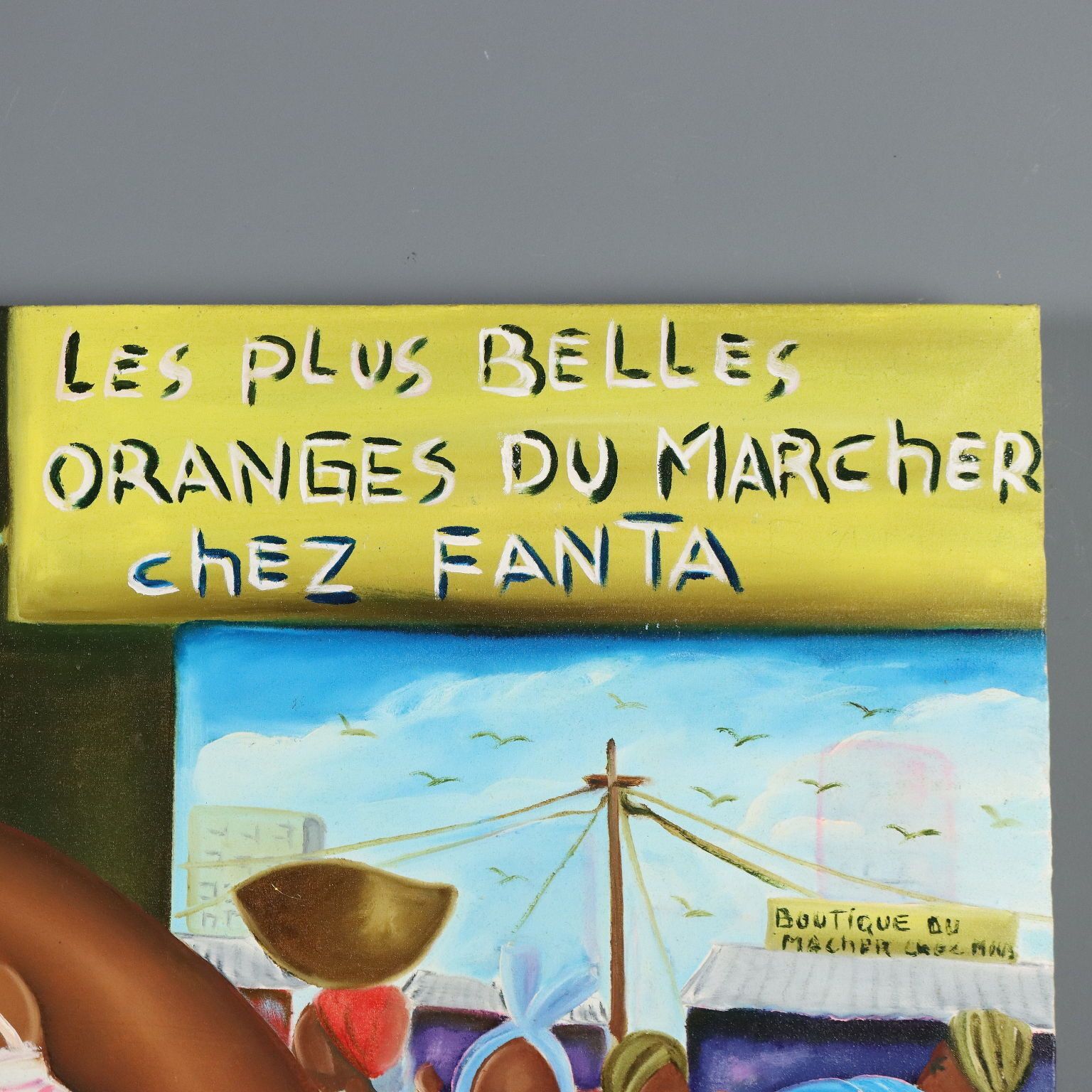 African Naif Painting The Orange Seller Oil On Canvas XX Century photo buy