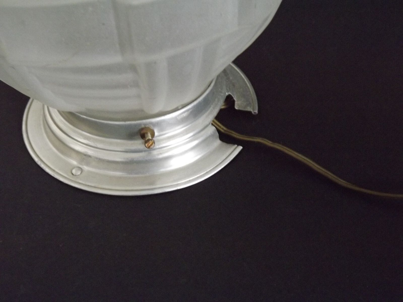 photo furniture French Art Deco White Opaque Glass Shade Ceiling Light/ Lamp With Silver Metal Shade Fitter